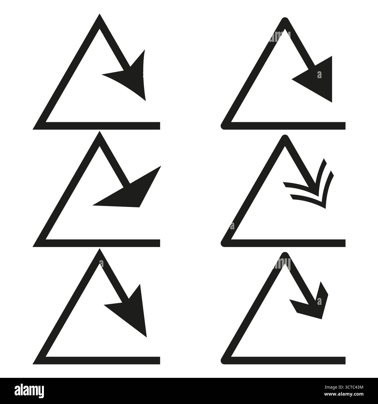 Triangle arrow set. Geometric pointer symbol. Directional motion Vector. Navigation icon collection. EPS 10. Stock Vector