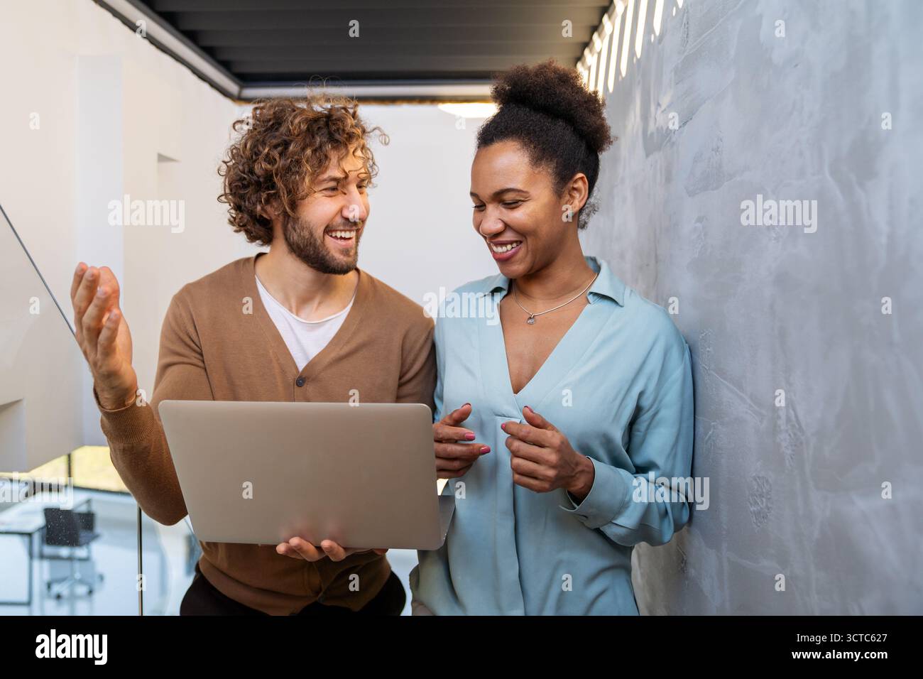 Artificial intelligence, programming innovation. Teamwork with laptops for future solutions Stock Photo