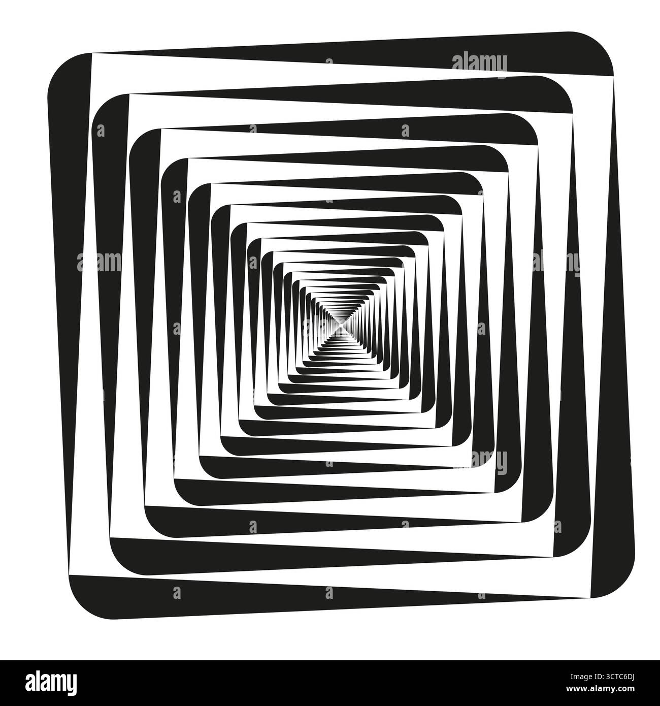 Abstract spiral square. Hypnotic tunnel pattern. Vortex optical illusion. Vector motion illustration. EPS 10. Stock Vector