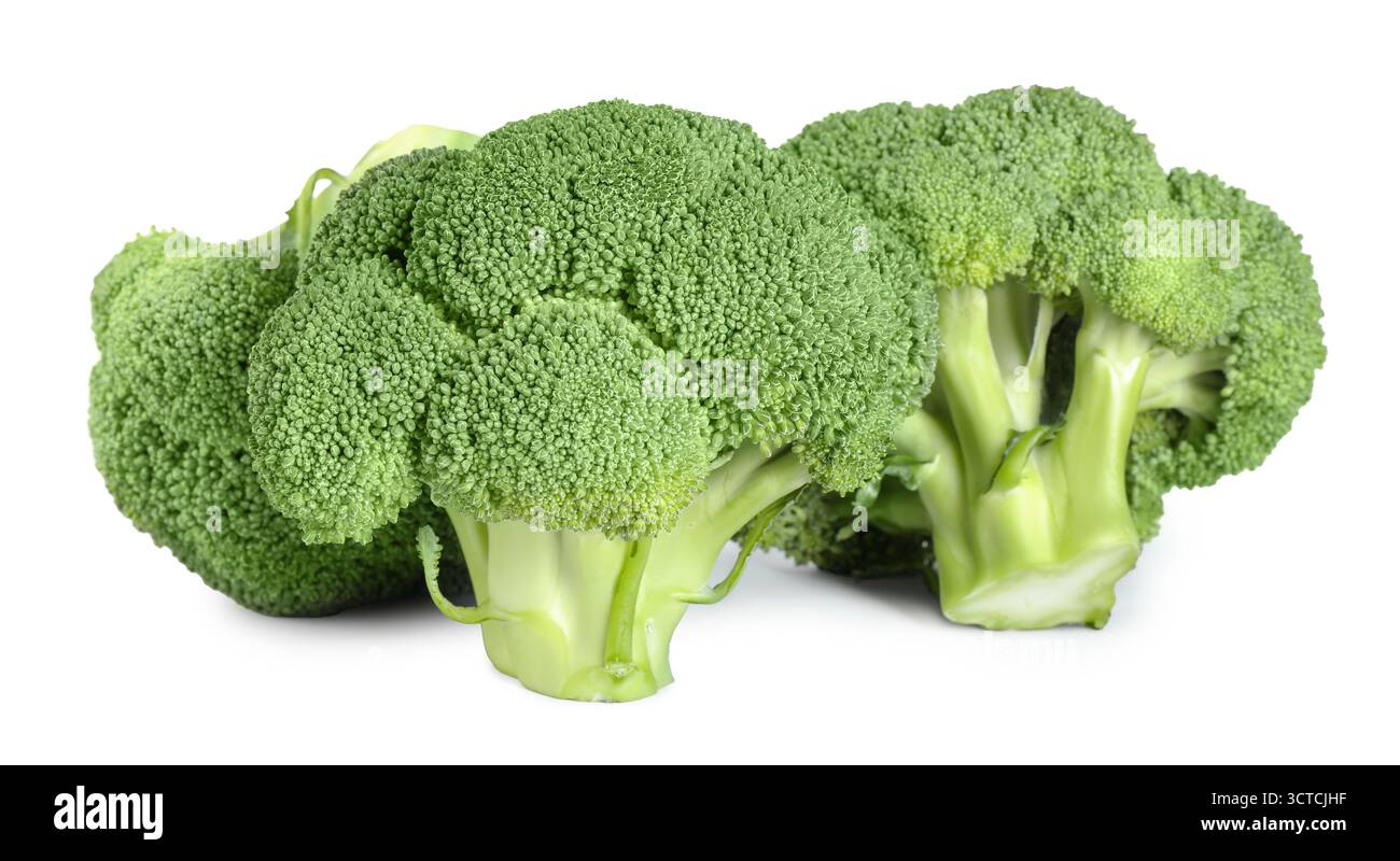 Fresh raw green broccoli isolated on white Stock Photo