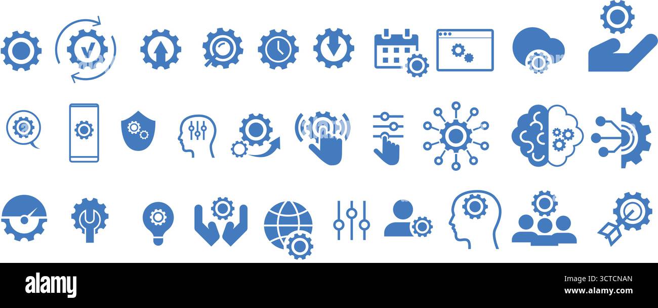 Setting & Setup icon set. Containing Configuration, option, settings, control , and more. editable stroke. vector illustration Stock Vector