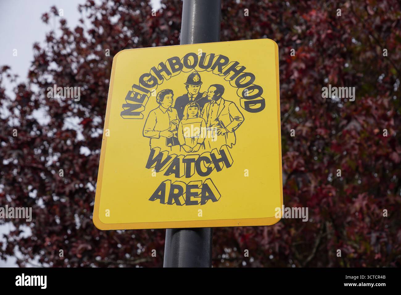 Neighbourhood watch sign on residential street in the UK. crime ...