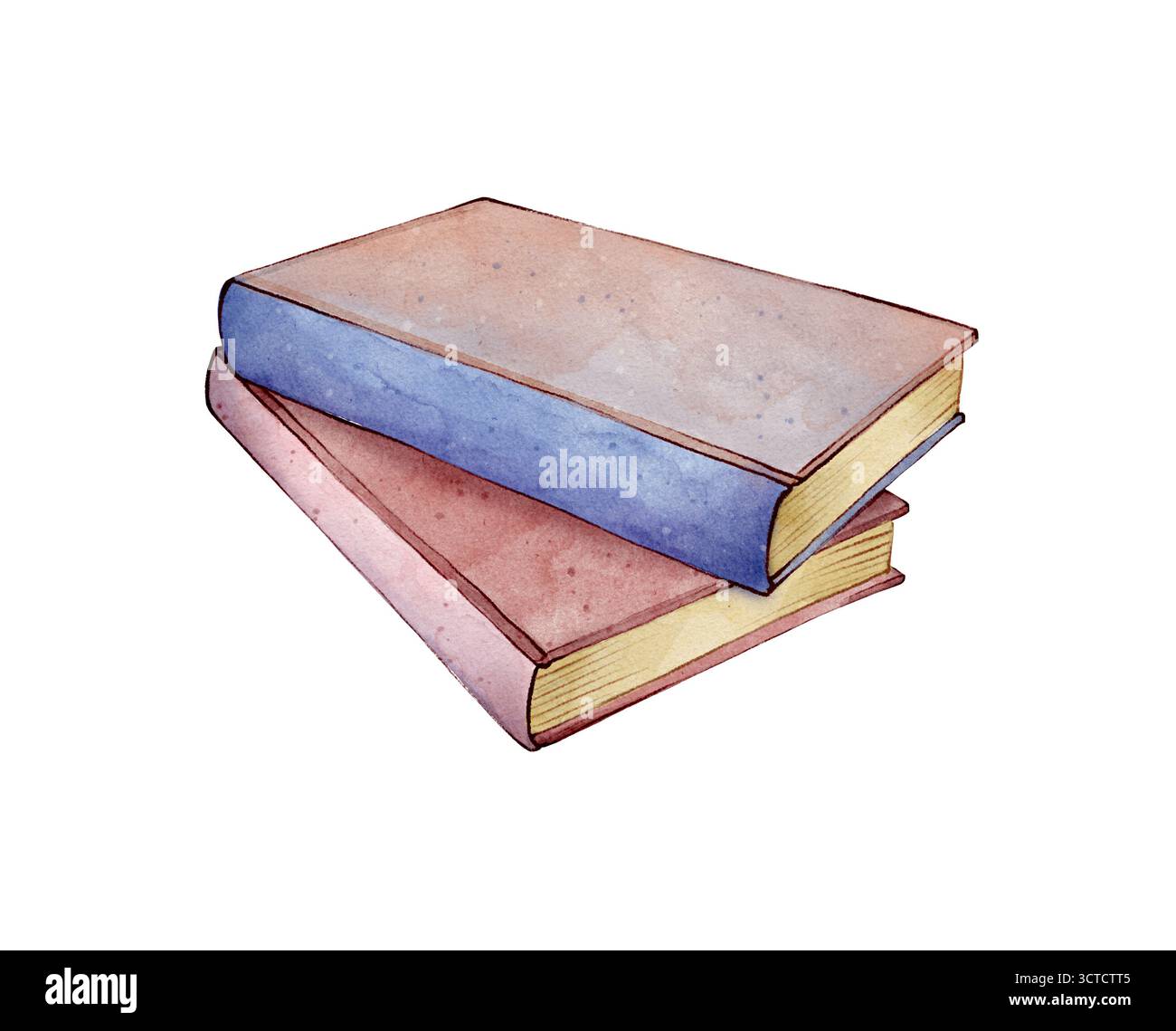 Library Books Stack Drawing Books stack, watercolor drawing illustration on white background ...