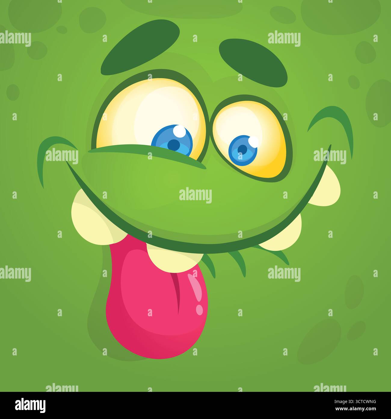 Funny cartoon monster face showing tongue. Vector Halloween monster ...