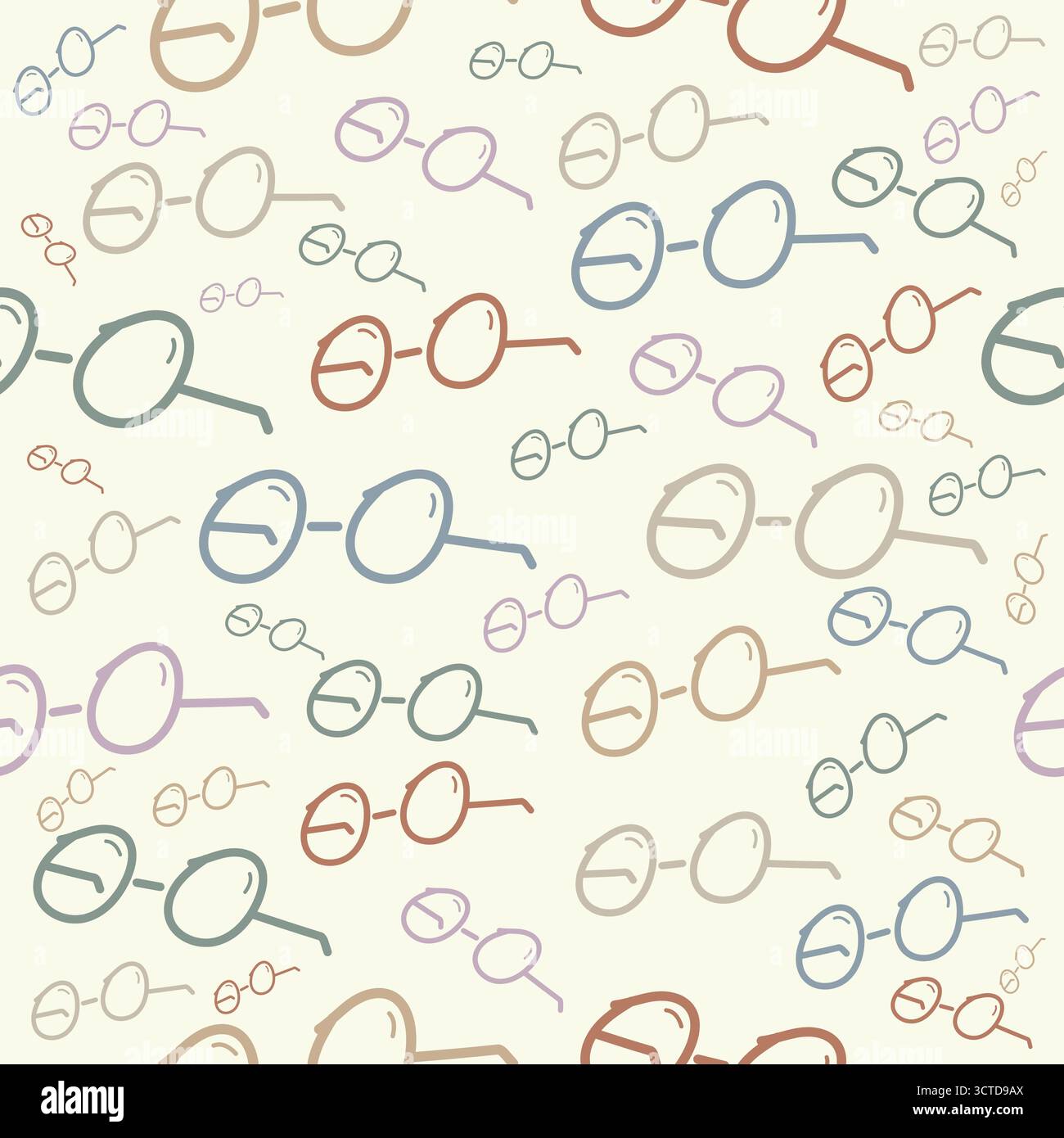 Hand Drawn Glasses Seamless Pattern Vector Illustration Stock Vector