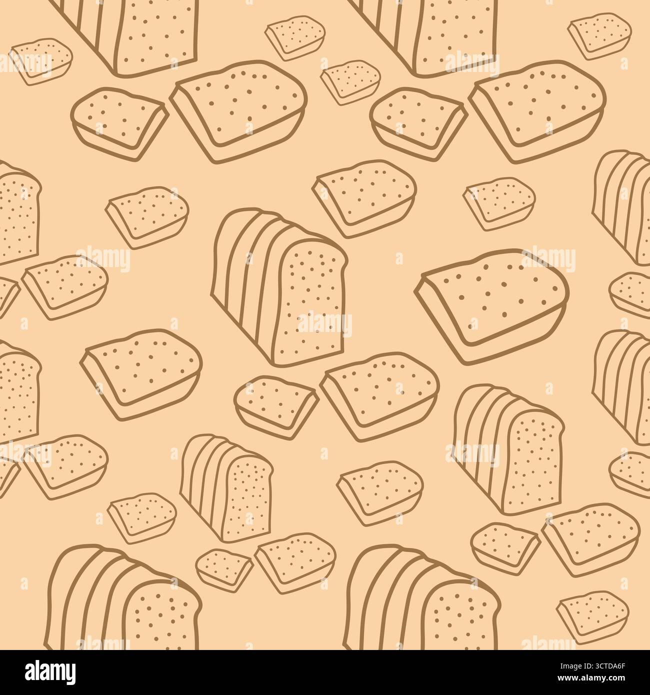 Hand Drawn Bread Seamless Pattern Vector Illustration Stock Vector