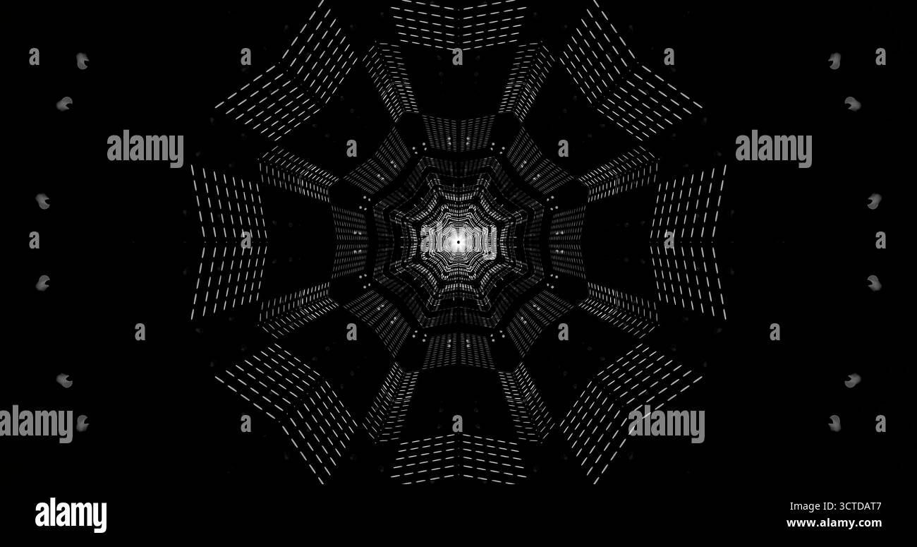 A striking black and white tunnel draws the eye inward with repeating ...