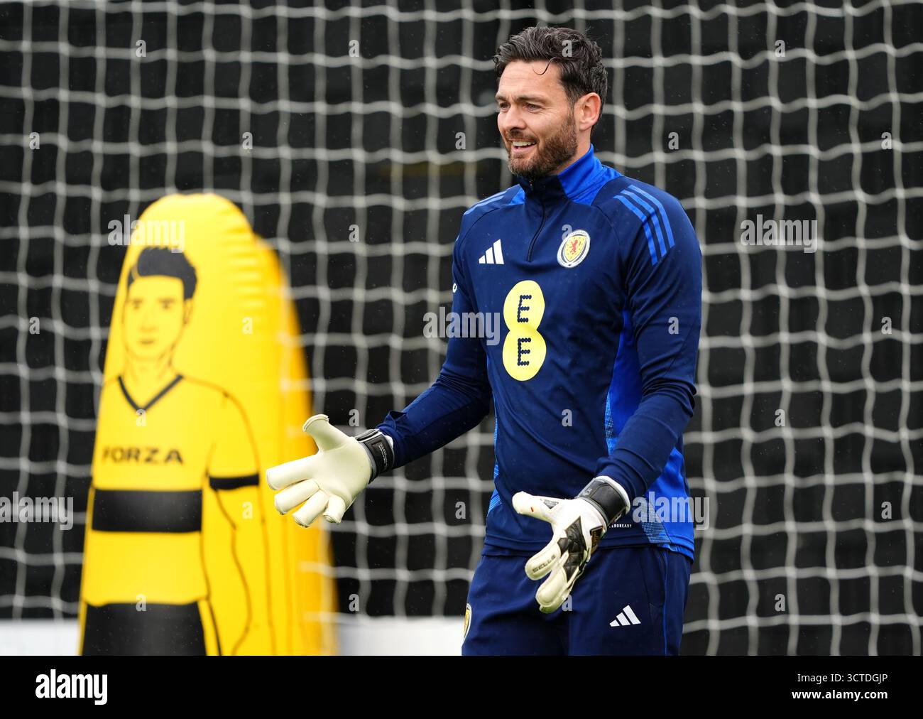 Scotland goalkeeper Craig Gordon during a training session at Lesser ...