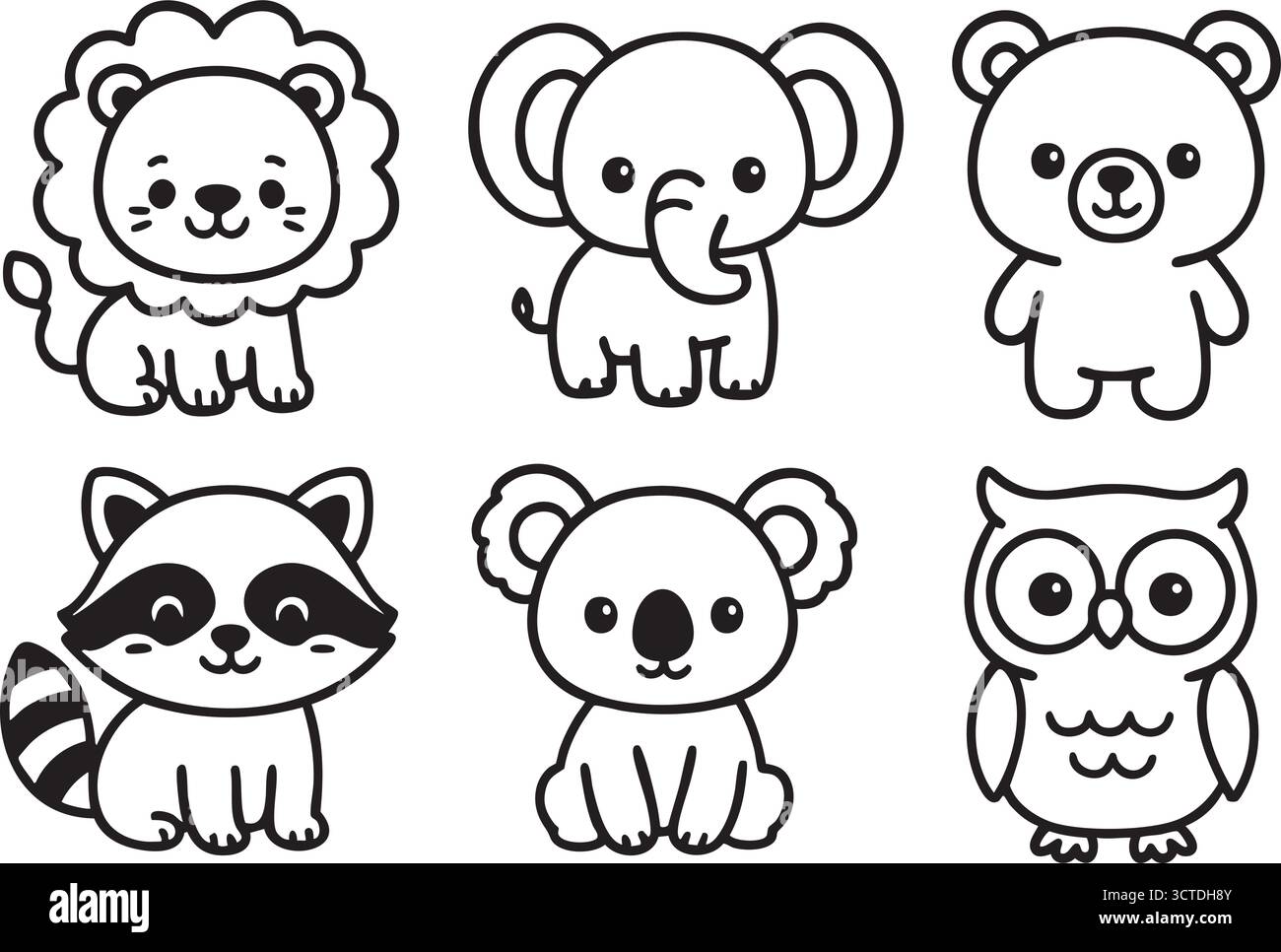 Set of cute animals isolated on white background Stock Vector Image ...
