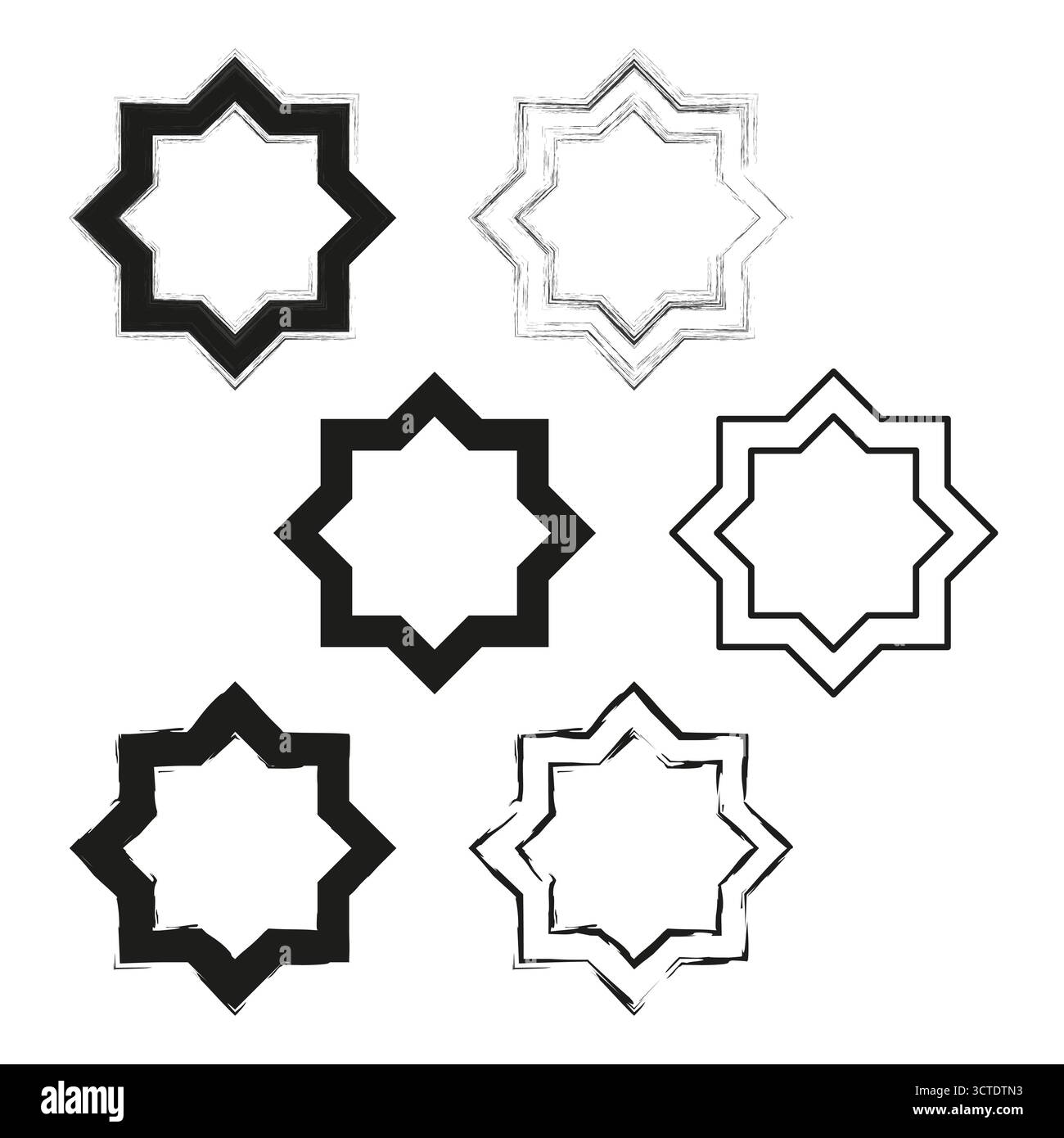 Star polygon shapes. Geometric figure set. Abstract Vector element. Outline filled forms. EPS 10. Stock Vector