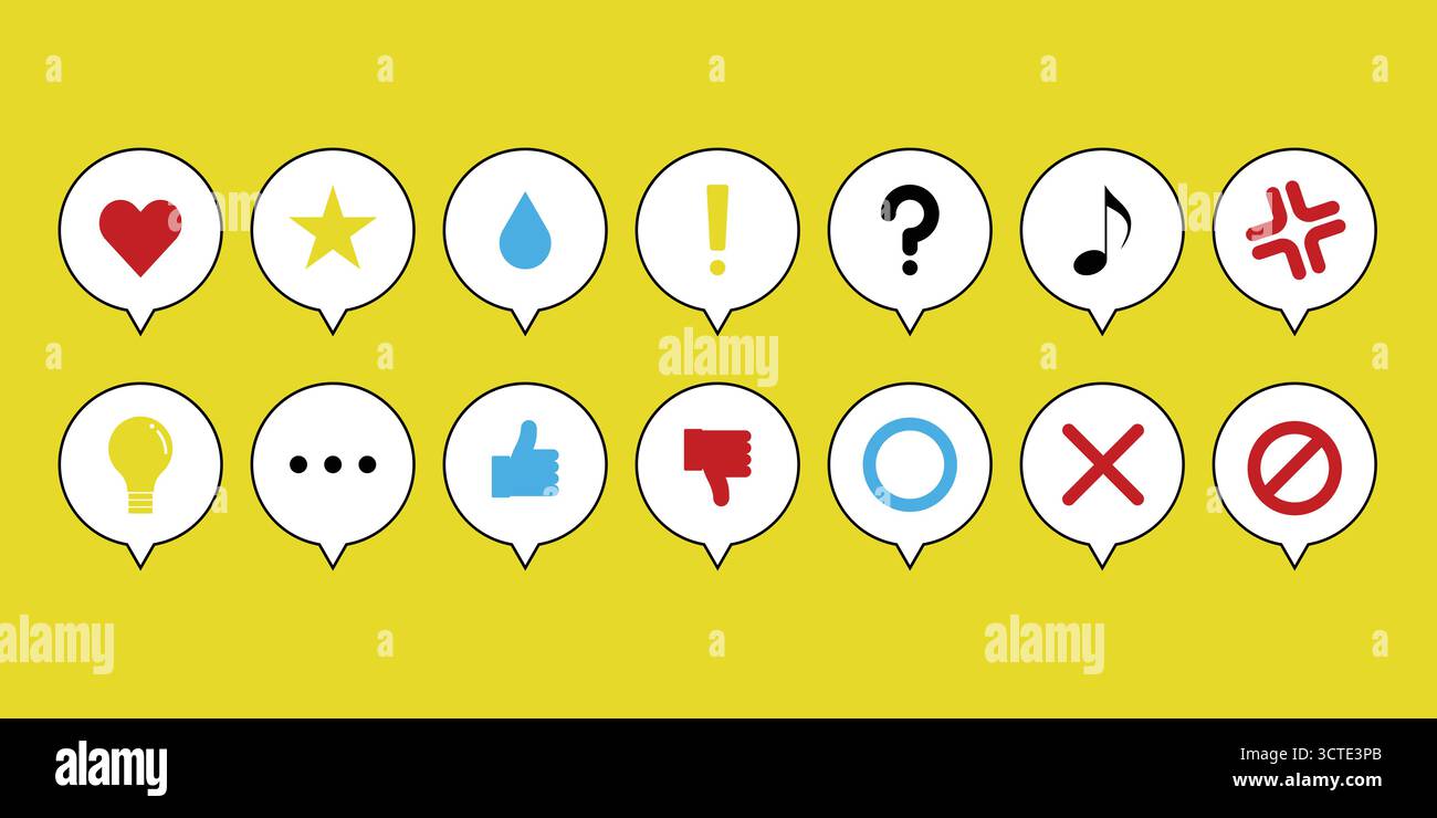 Emotional communication speech bubble icon set Stock Vector