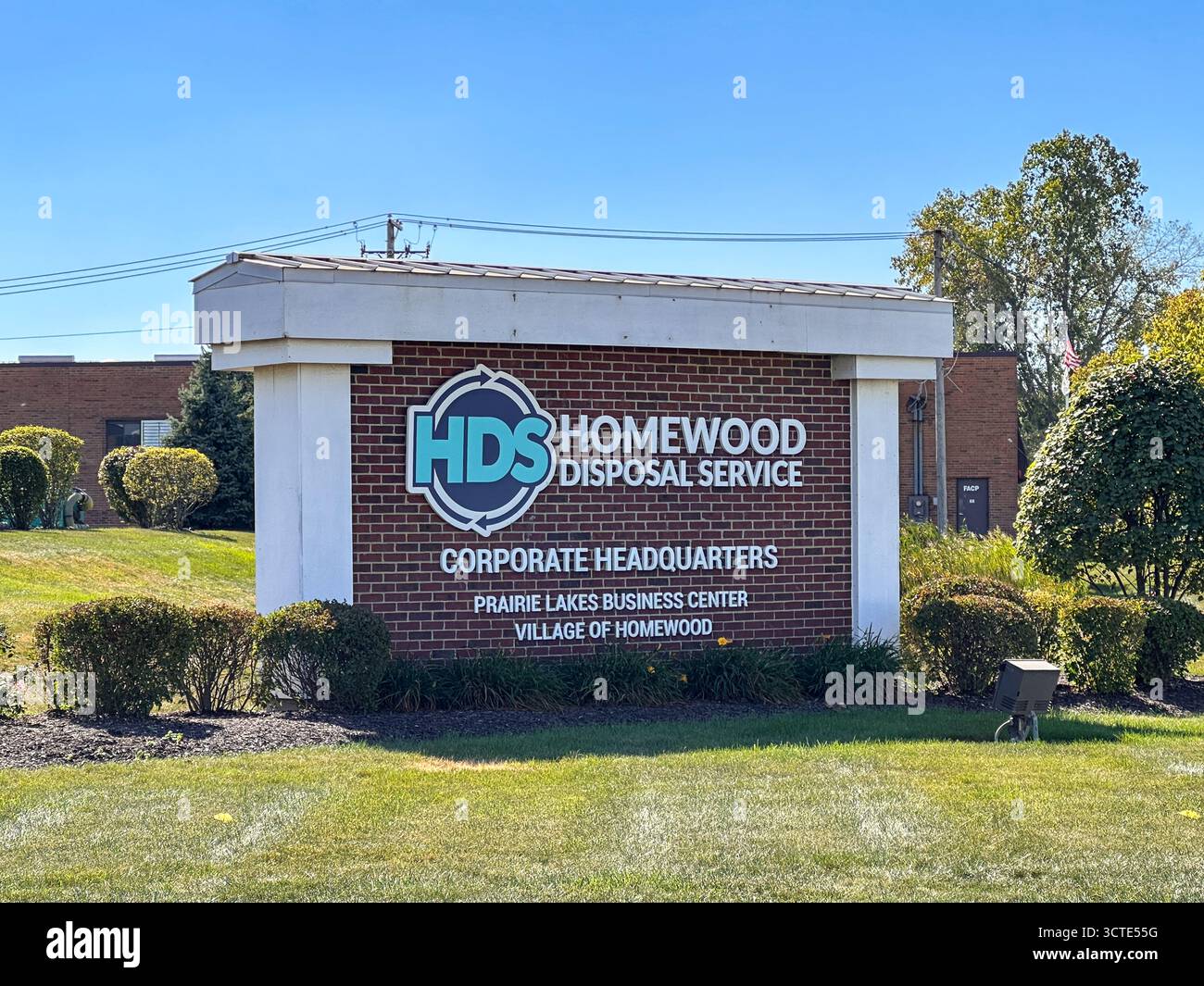 Homewood Disposal Service Sign, Homewood, IL USA October 5, 2025 - Smartphone Captured Stock Image