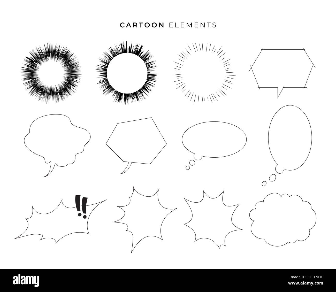 Cartoon speech bubble effect illustration element collection Stock Vector