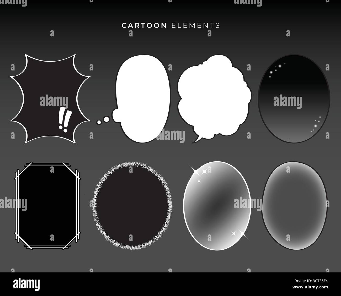 Cartoon speech bubble effect illustration element collection Stock Vector