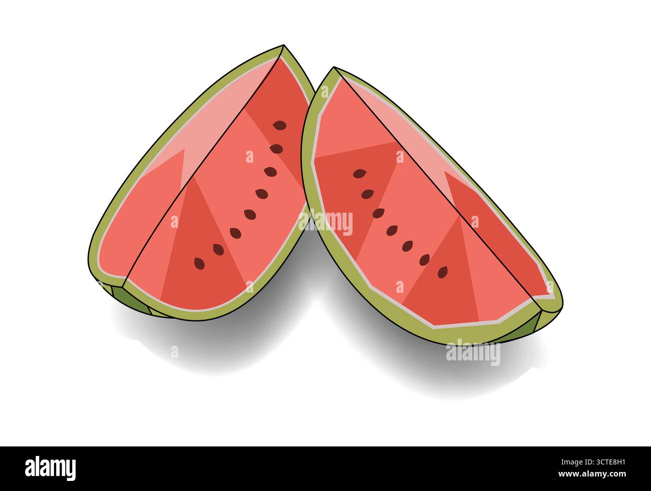 Geometric Flat Design ,Watermelon slice,Vector Images Stock Vector
