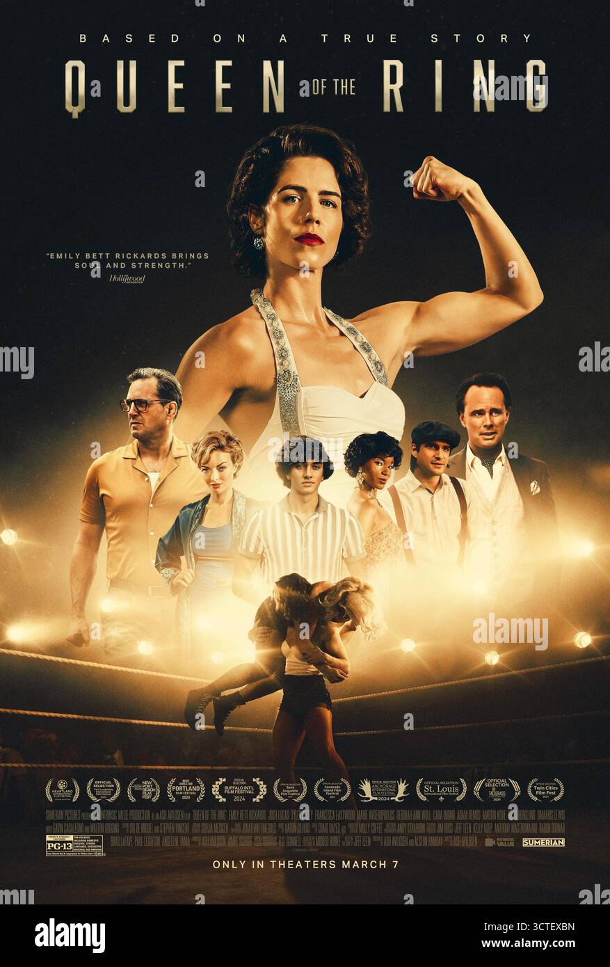 Queen of the Ring film poster  Emily Bett Rickards Stock Photo