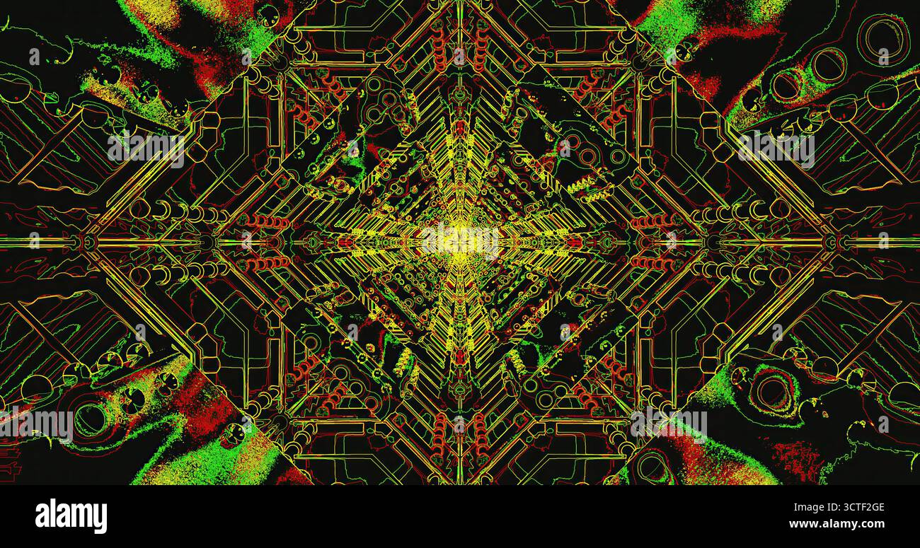 Vis Com Patterns An intricate abstract design features vibrant colors and geometric ...