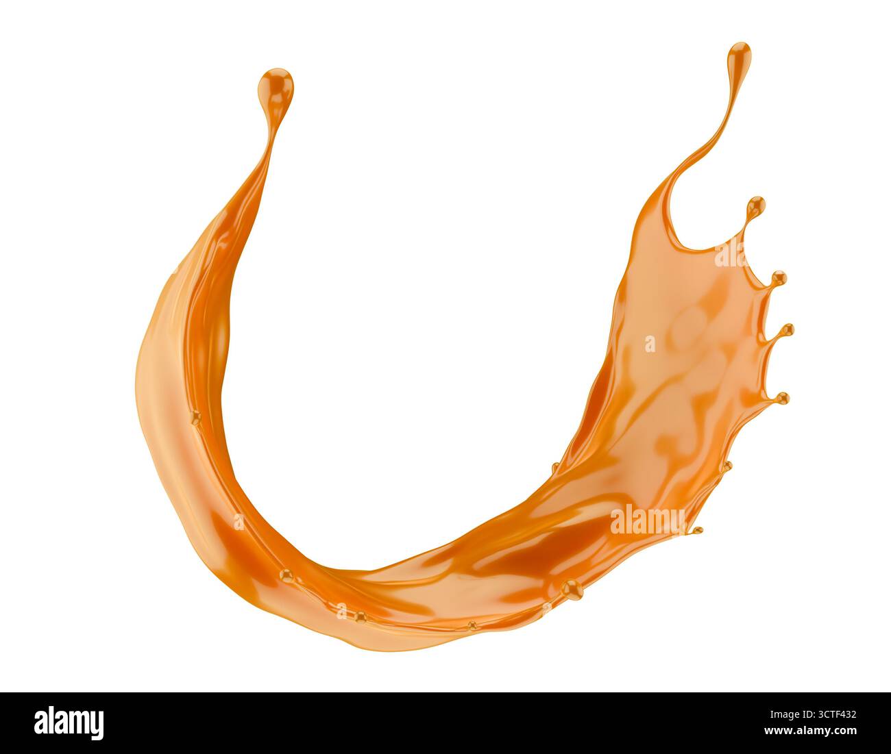 caramel splash isolated on white background. 3d render. Stock Photo