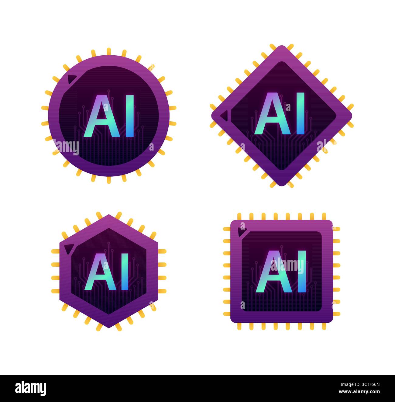 AI processors shaping artificial intelligence technology future Stock Vector