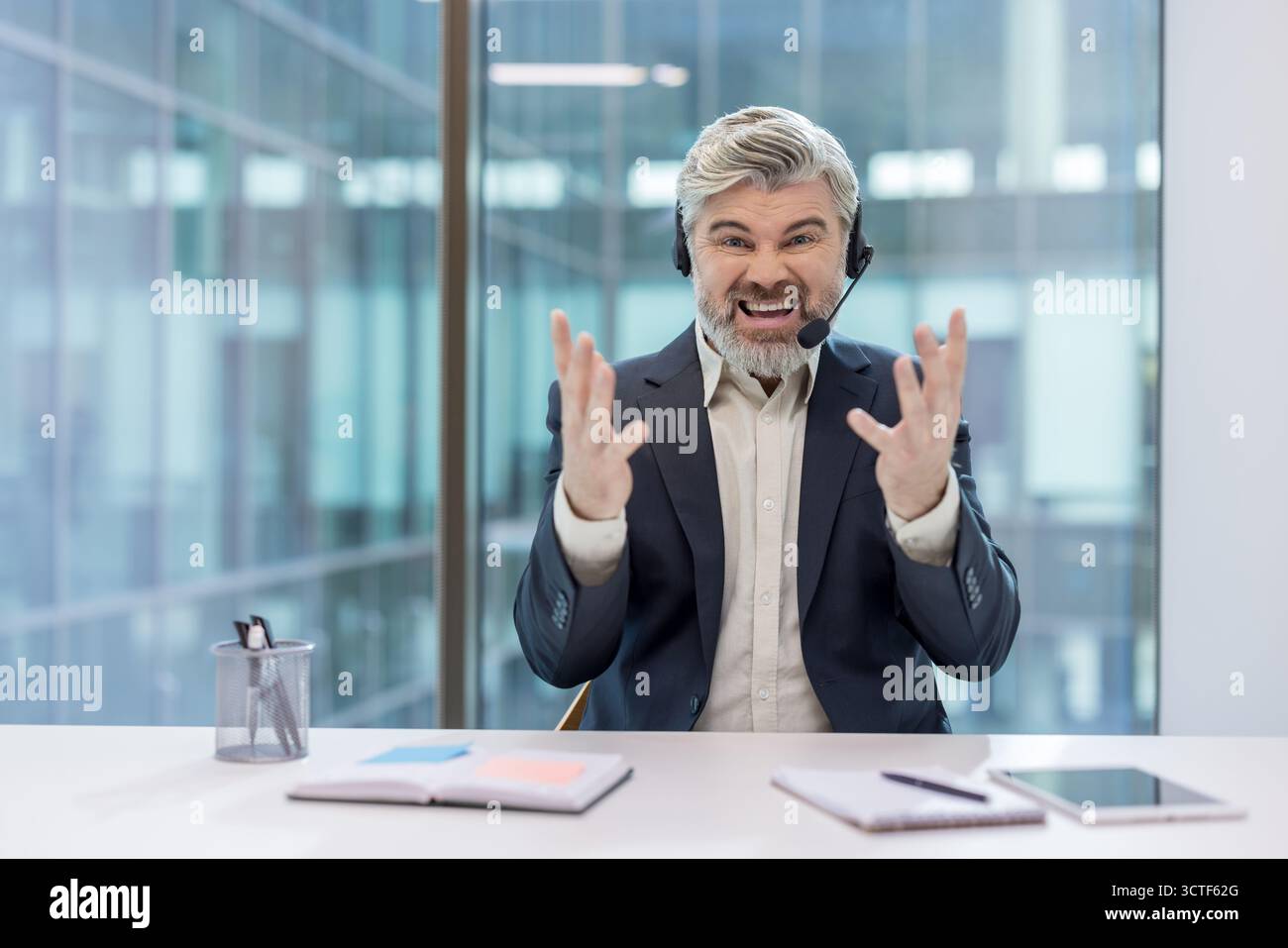 Displeased call center agent hi-res stock photography and images - Alamy
