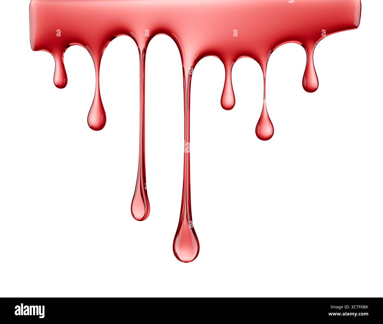 red liquid dripping isolated on a white background. 3d render Stock ...