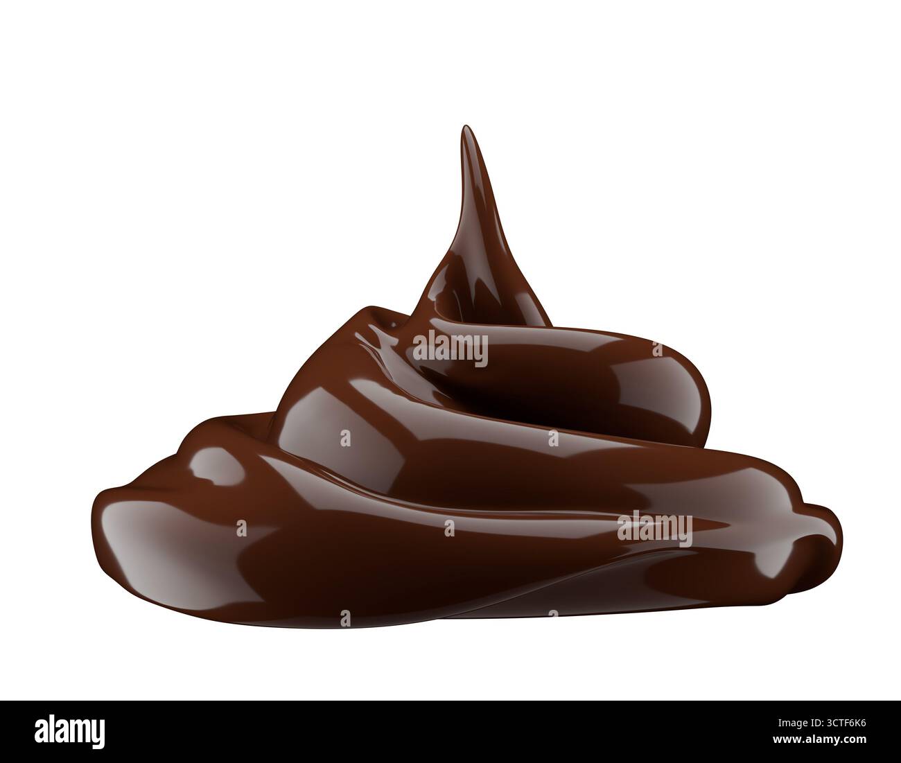 chocolate swirl isolated on a white background. 3d render. Stock Photo