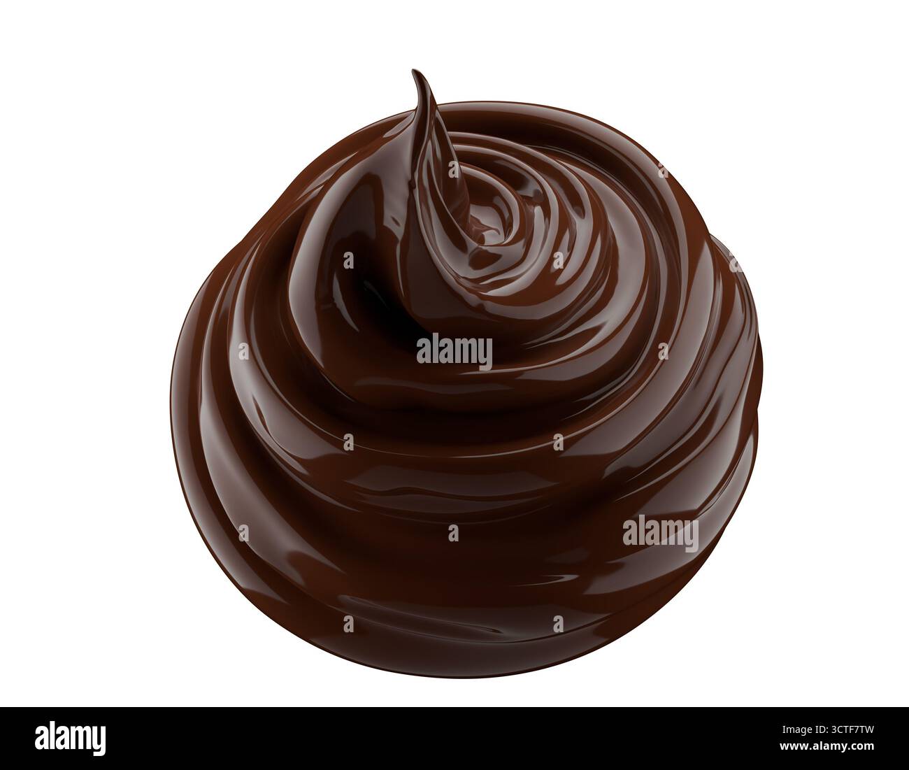 chocolate swirl isolated on a white background. 3d render. Stock Photo