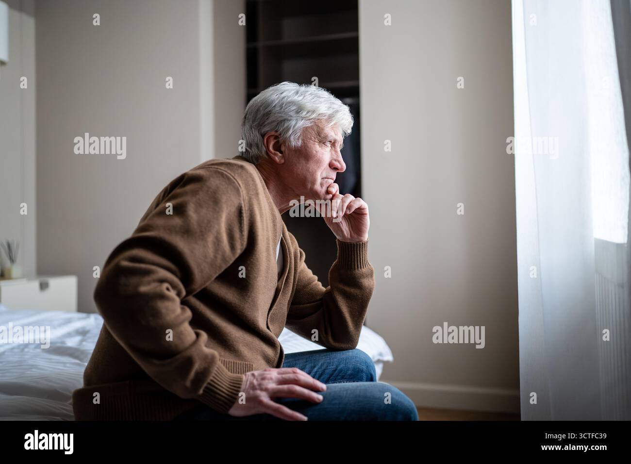 Sad thoughtful old man reflecting hi-res stock photography and images ...