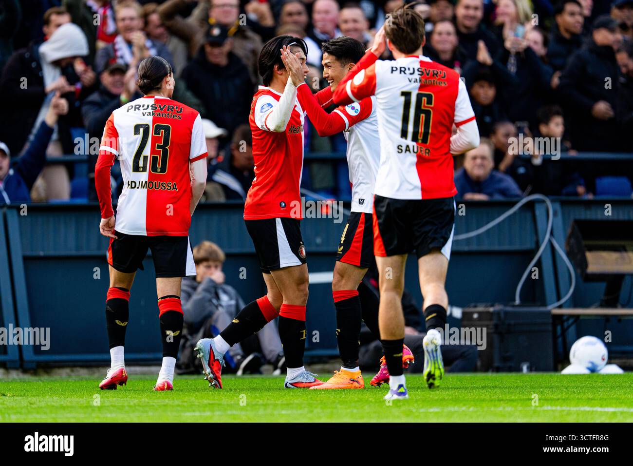 Tsuyoshi Watanabe Celebrating The 1 0 Of Ayase Ueda Hi Res Stock Rotterdam The Netherlands 05th Oct 2025 Rotterdam Anis Moussa Of Feyenoord Rotterdam Ayase Ueda Of Feyenoord Rotterdam Tsuyoshi Watanabe Of Feyenoord Rotterdam Celebrating The 1 0 Of Ayase Ueda Of Feyenoord Rotterdam During The Eight Competition Round Of The 20252026 Eredivisie Season The Match Is Set Between Feyenoord Rotterdam And Fc Utrecht At Stadion Feijenoord De Kuip On 5 October 2025 In Rotterdam The Netherlands Credit Box To Box Live News 3CTFR8G 