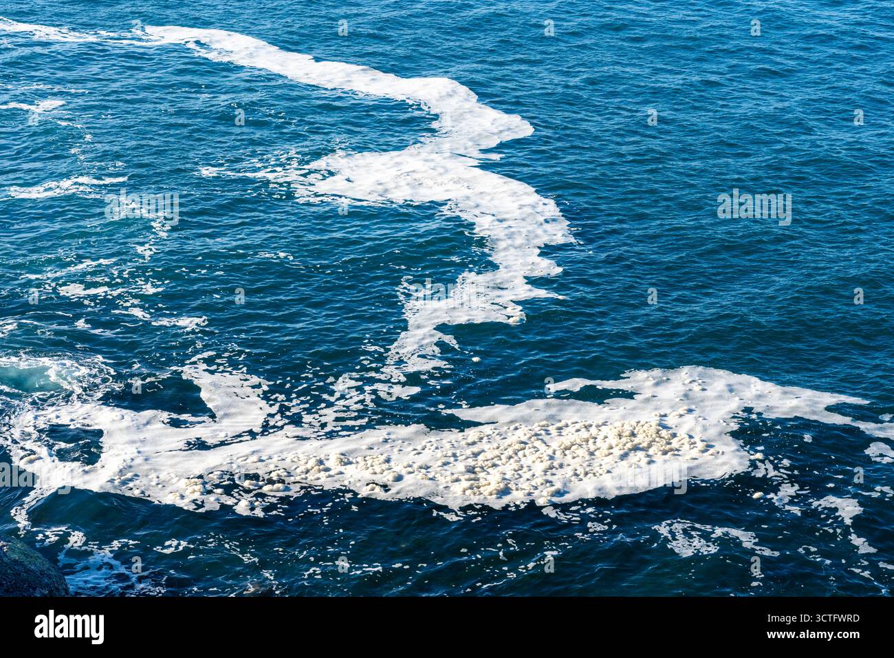 Foamy sea water is shown. Stock Photo