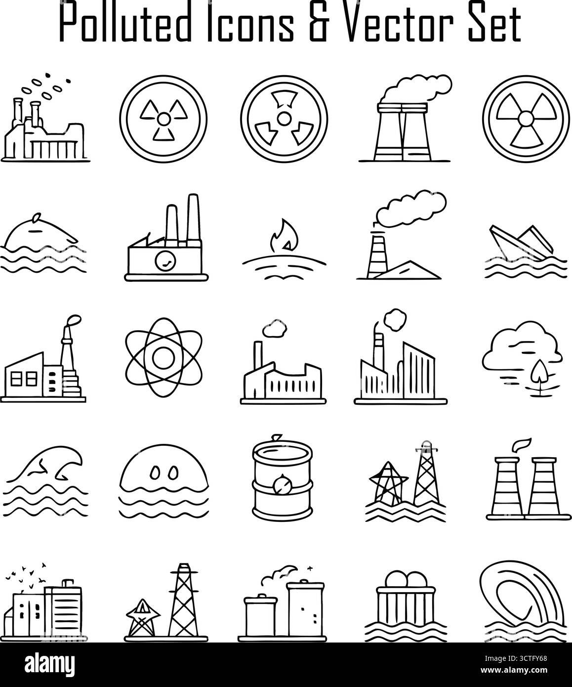 Polluted Environment Vector Illustration – Industrial Pollution Concept ...