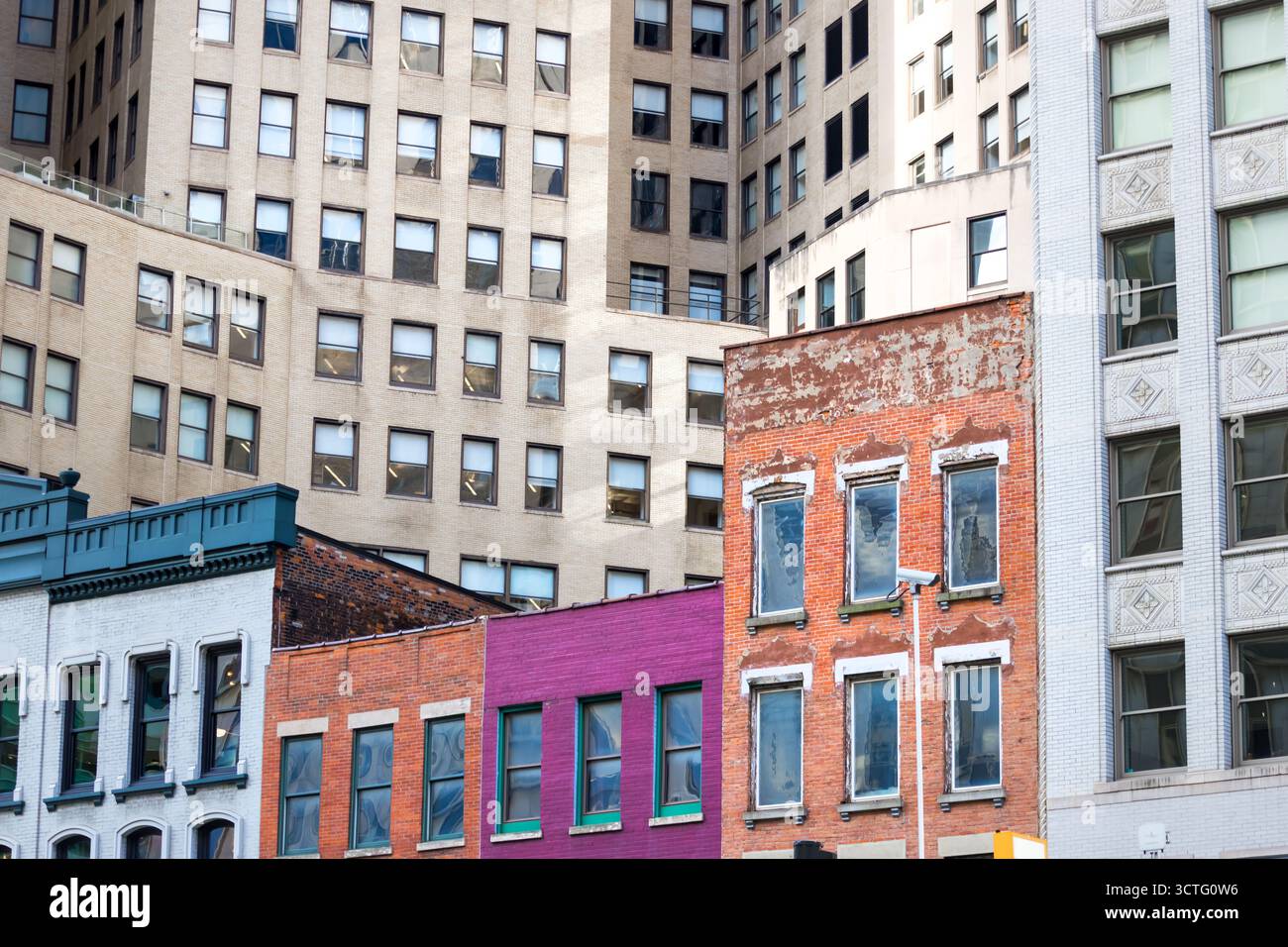 Tall historic colorful buildings in Detroit downtown Stock Photo - Alamy