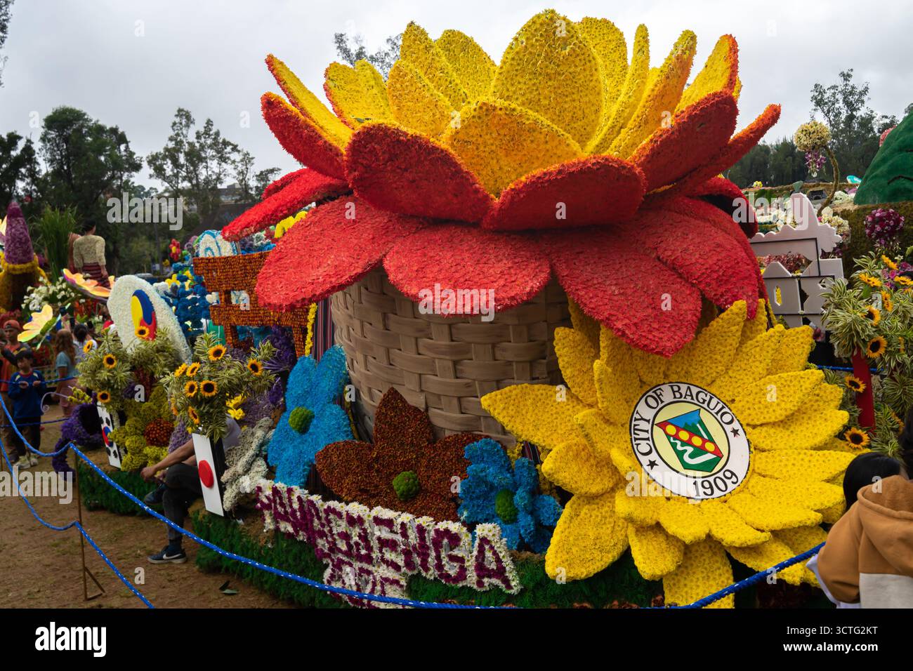 floral float from the Panagbenga Festival, annual flower festival held in Baguio City, Philippines. Stock Photo
