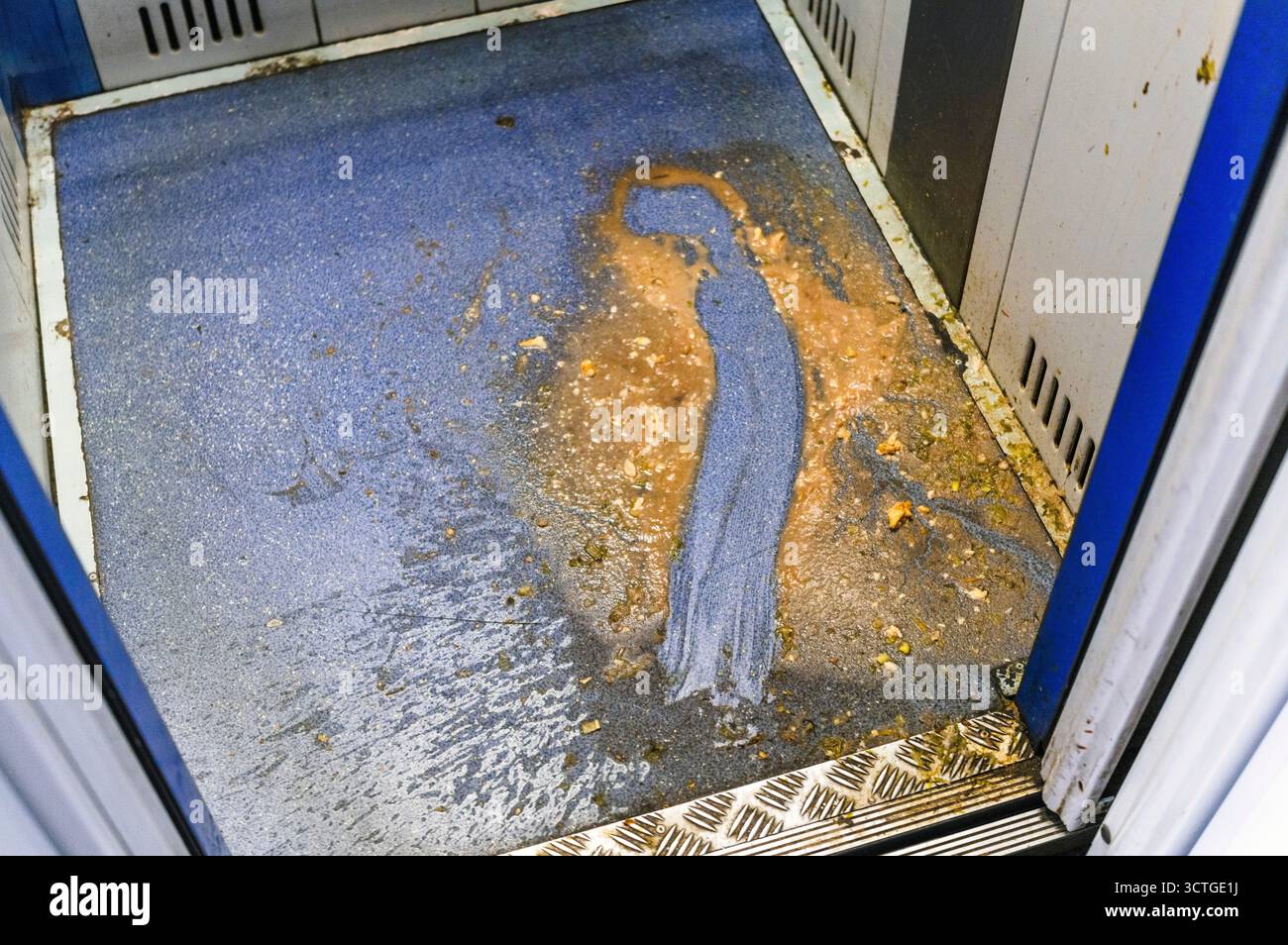 someone slipped on vomit  in the elevator, no people Stock Photo