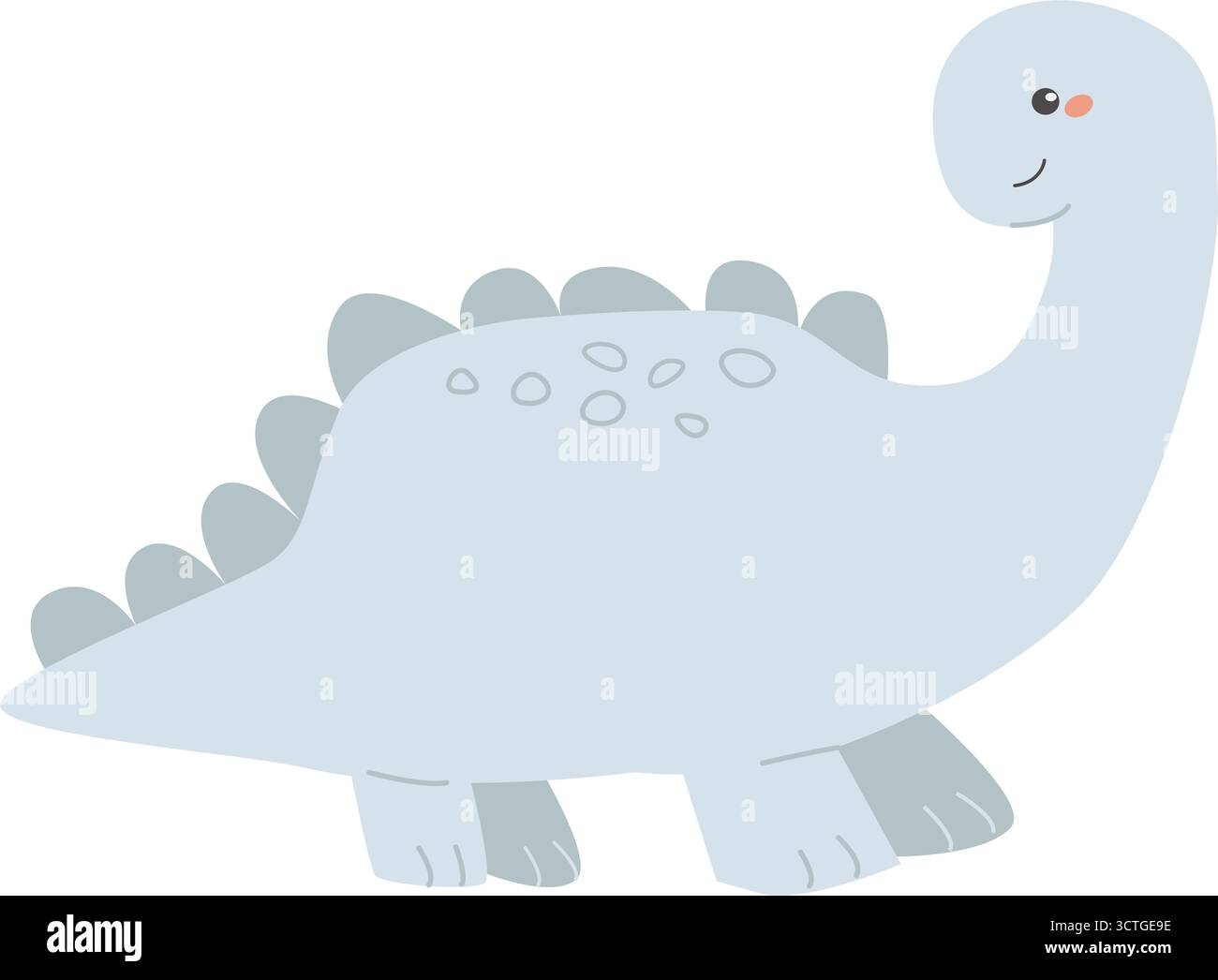 Cute cartoon dinosaur illustration with smiling expression Stock Vector ...