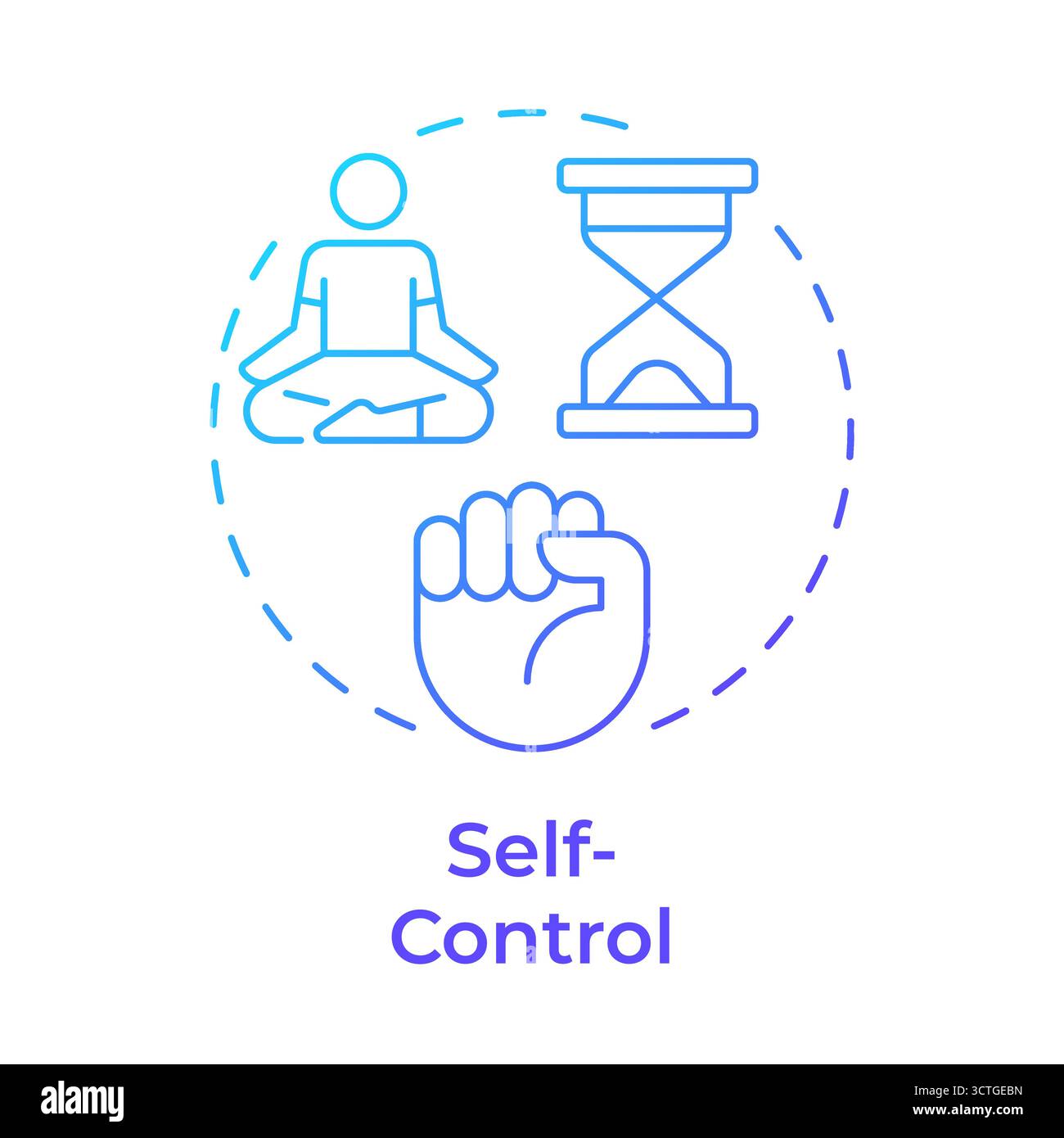 Self control blue gradient concept icon Stock Vector