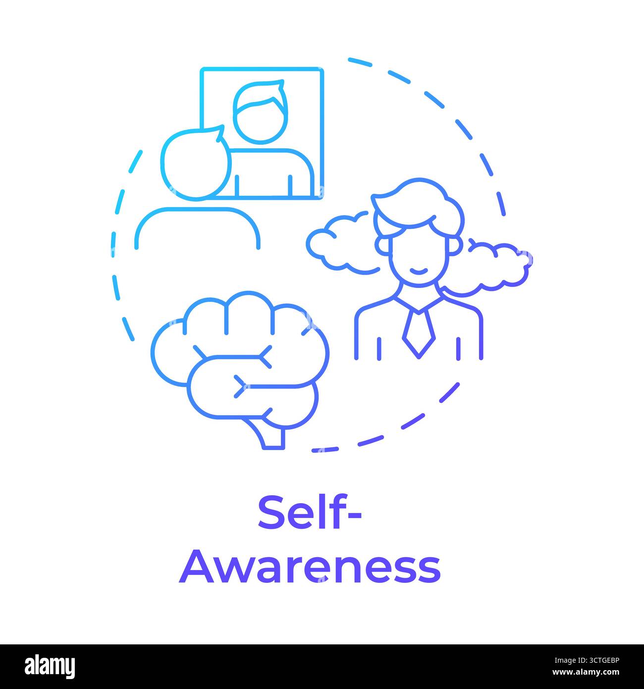 Self awareness blue gradient concept icon Stock Vector