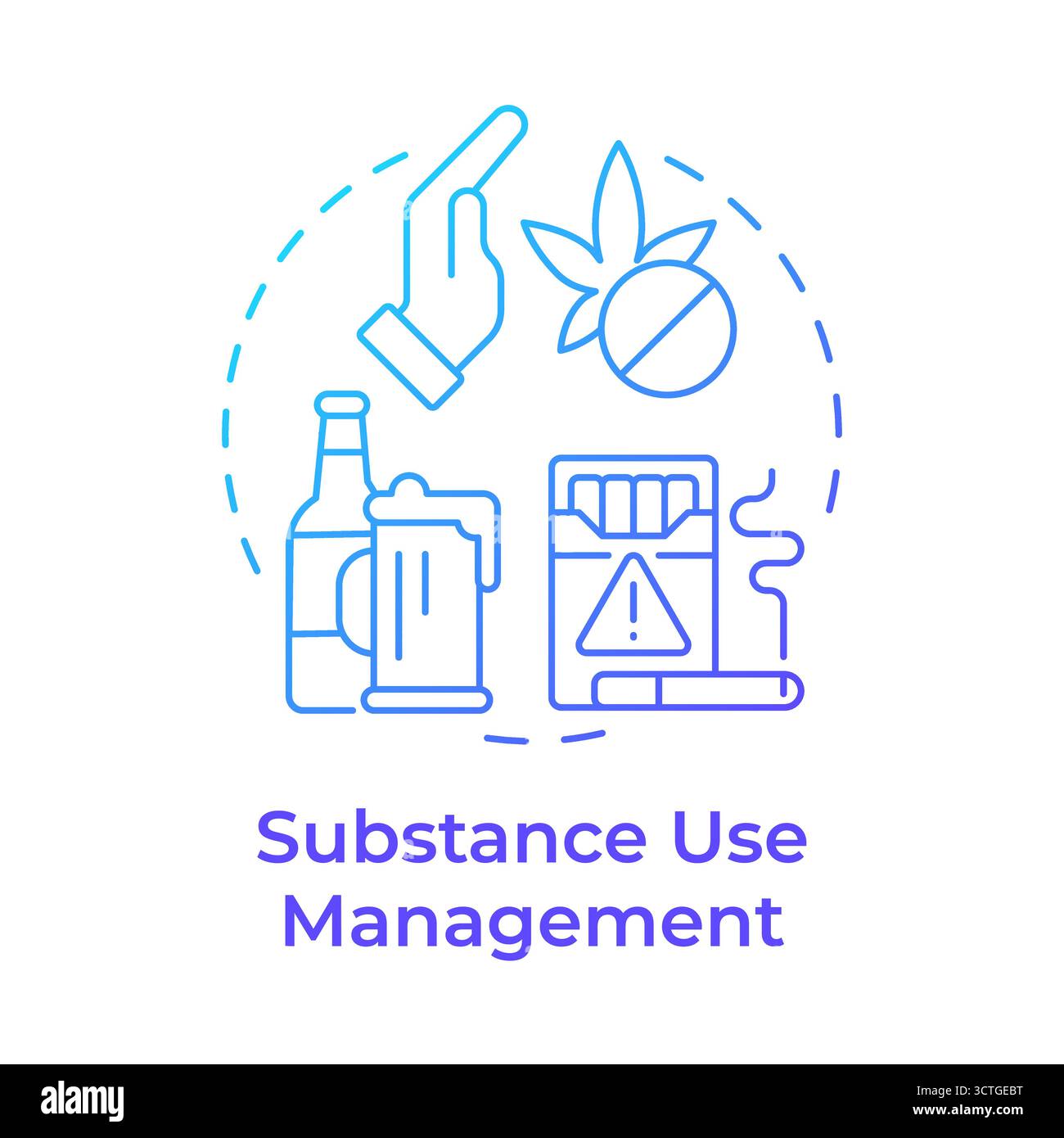 Substance use management blue gradient concept icon Stock Vector
