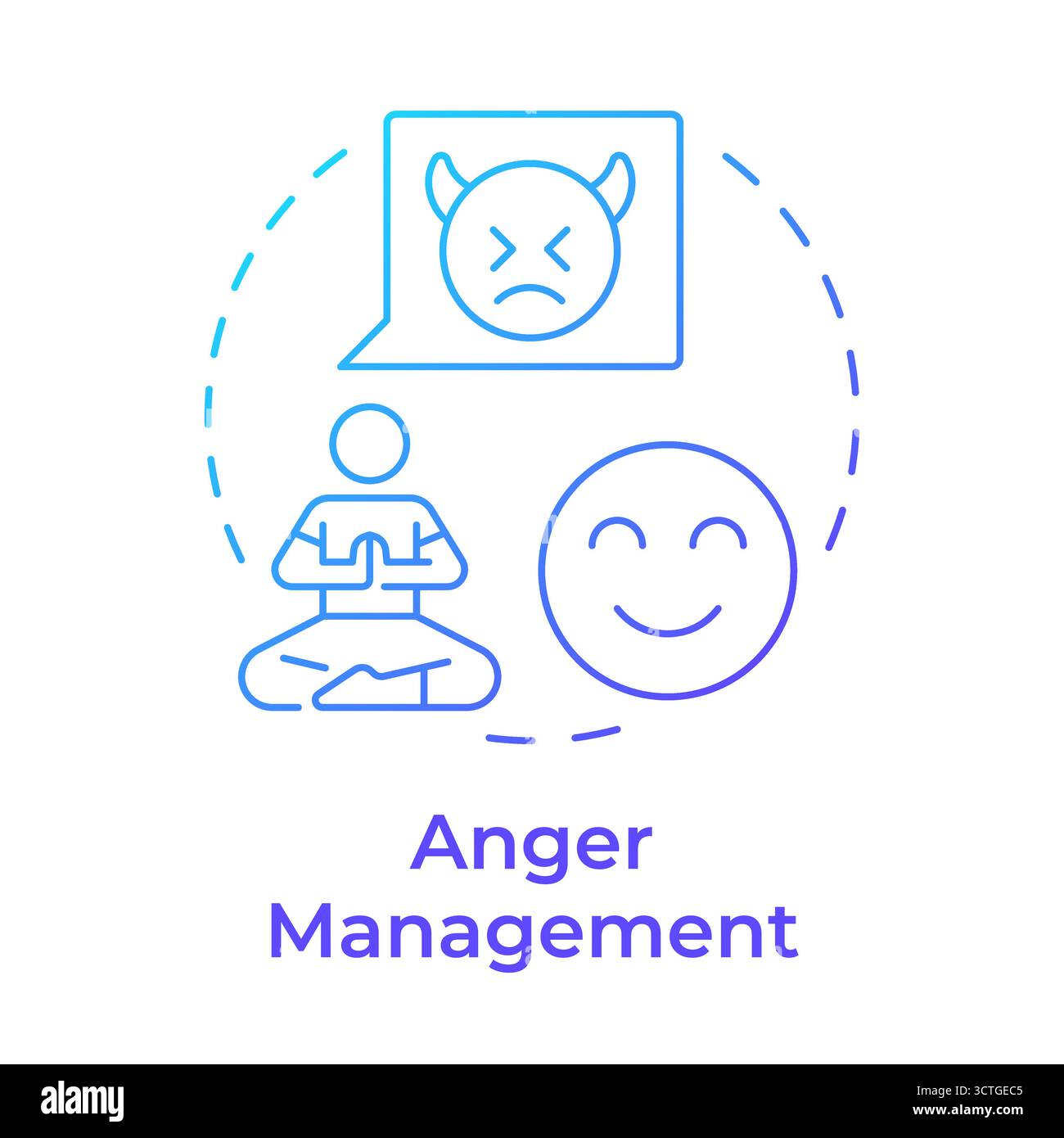 Anger management blue gradient concept icon Stock Vector