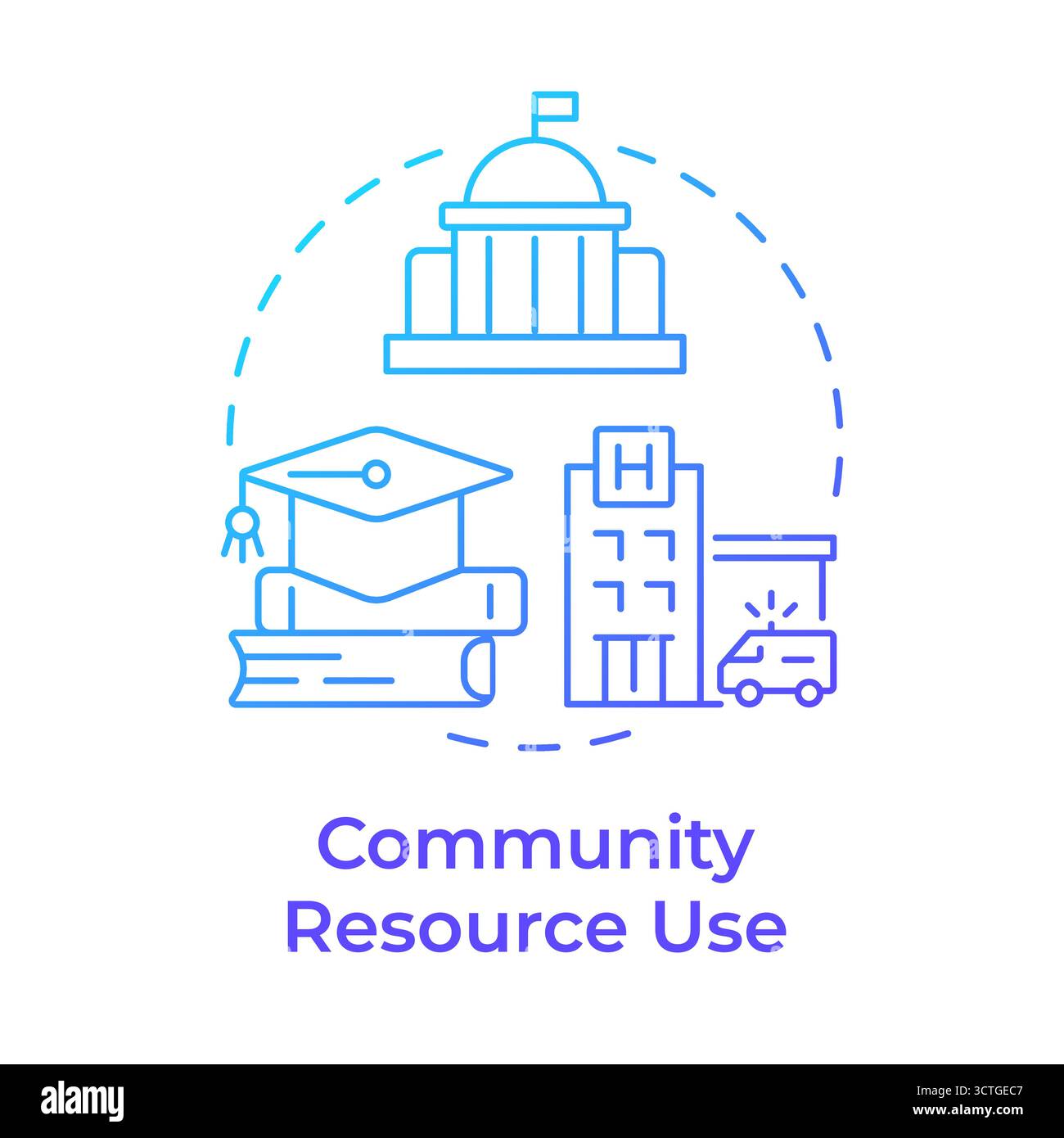 Community resource use blue gradient concept icon Stock Vector
