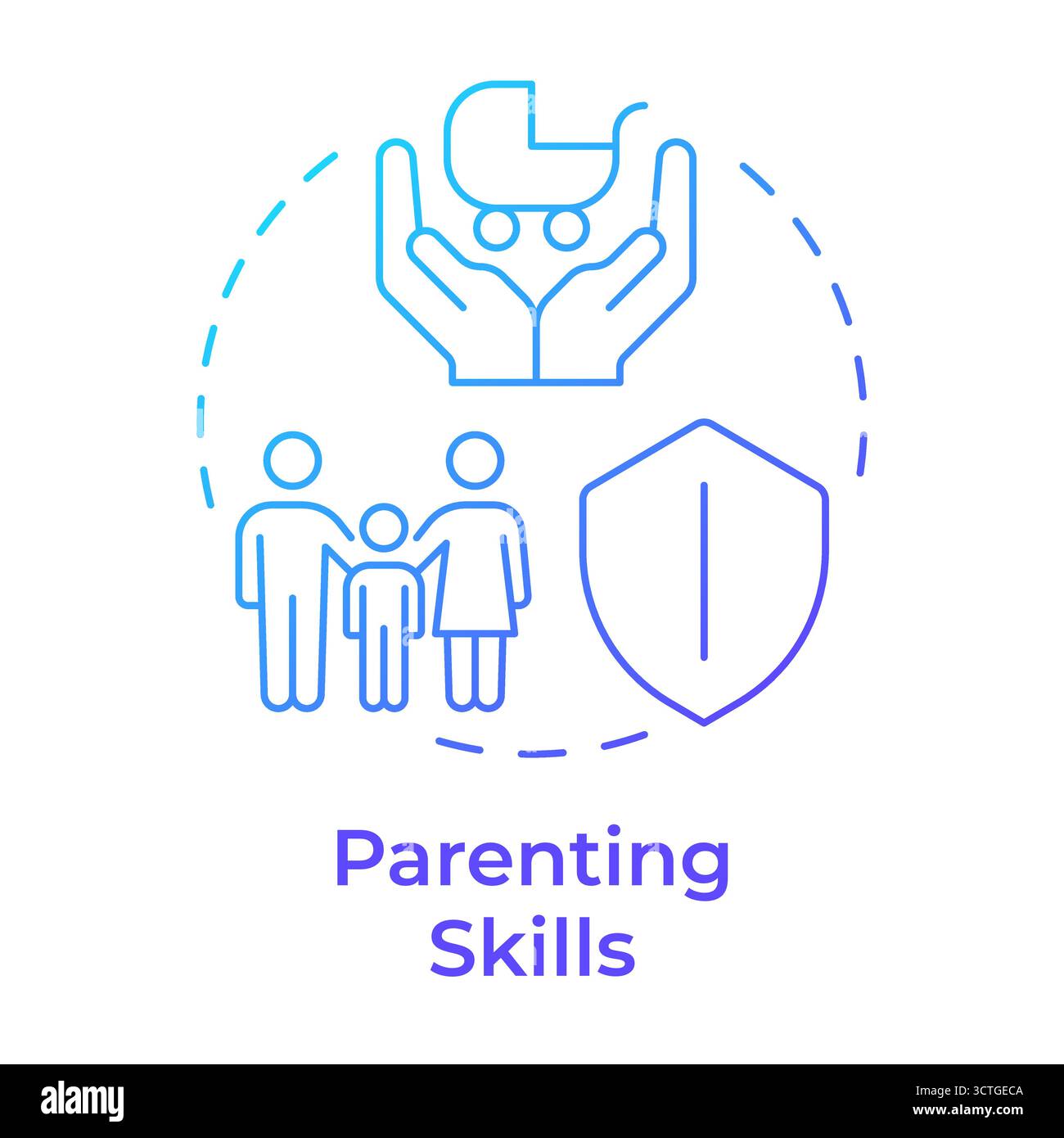 Parenting skills blue gradient concept icon Stock Vector