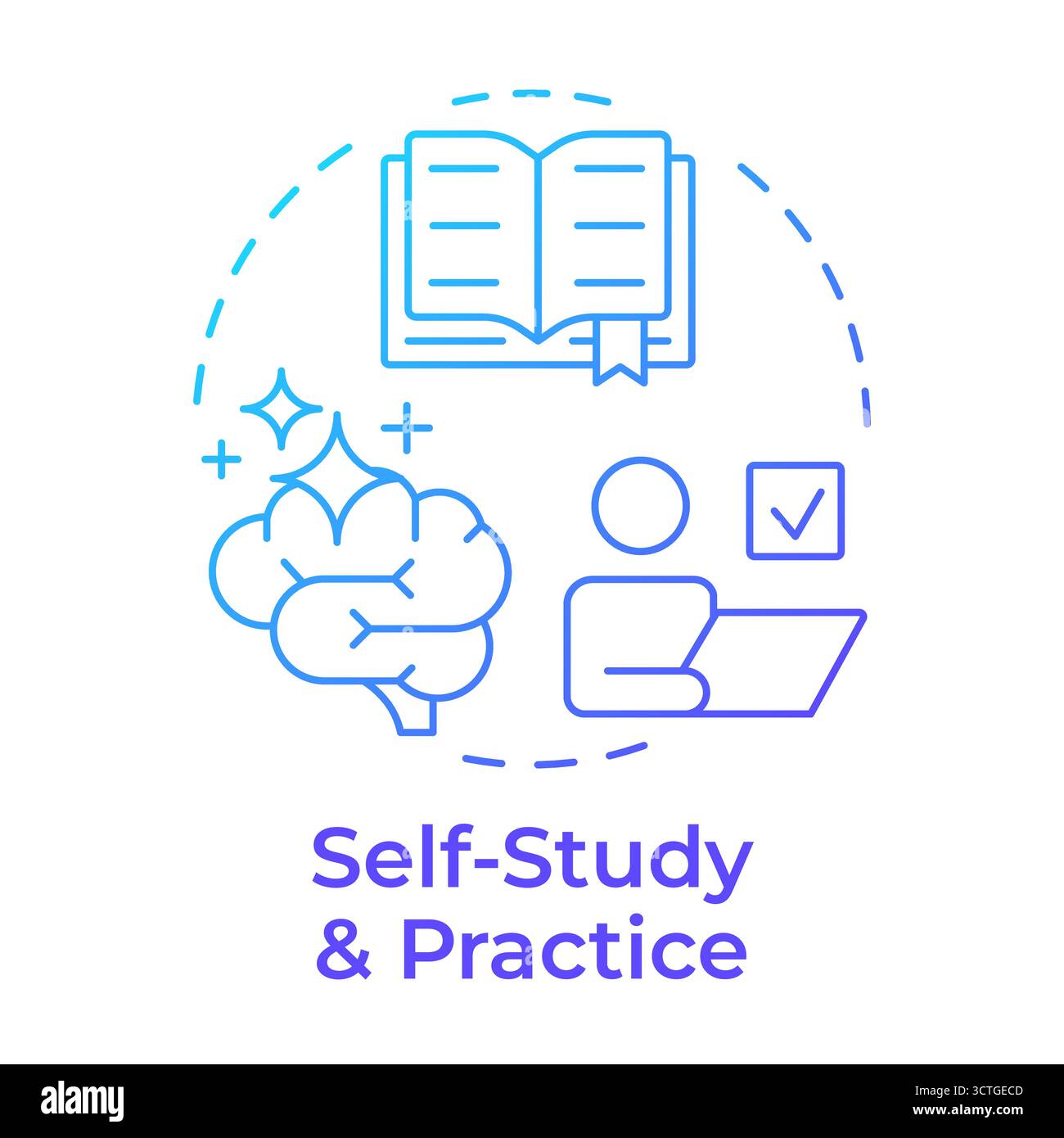 Self study and practice blue gradient concept icon Stock Vector
