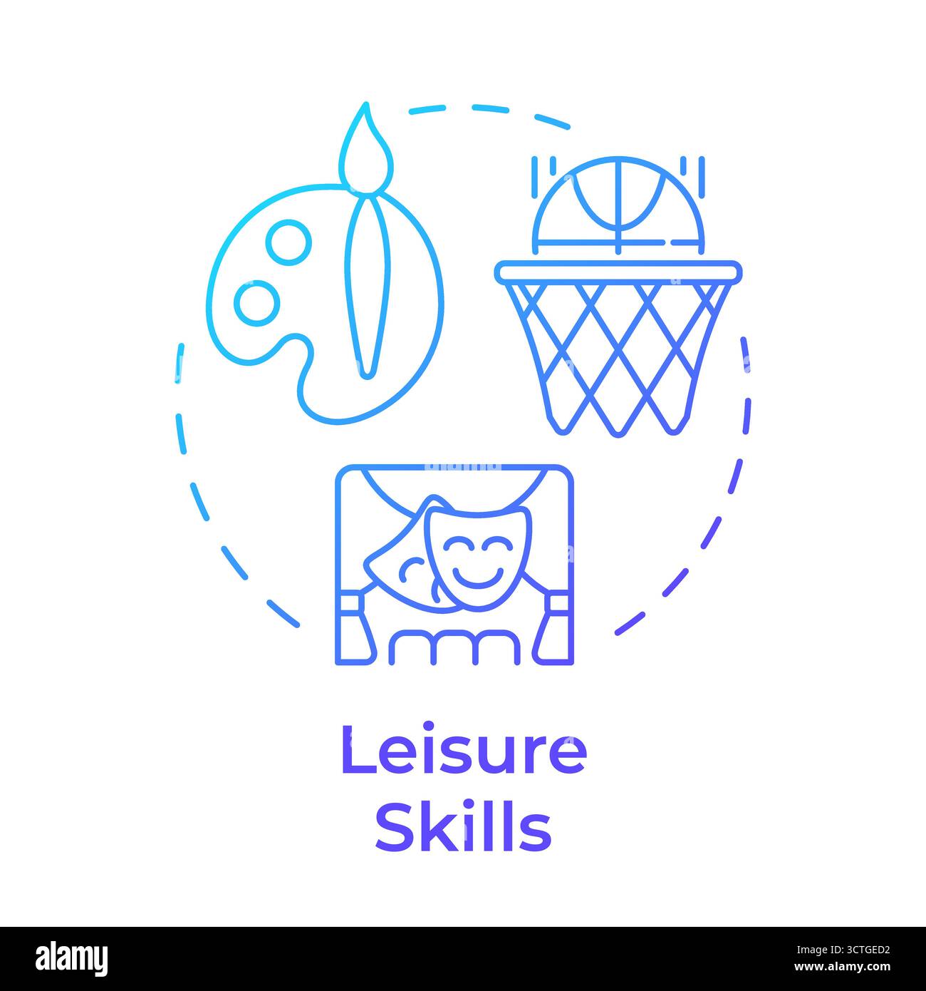 Leisure skills blue gradient concept icon Stock Vector