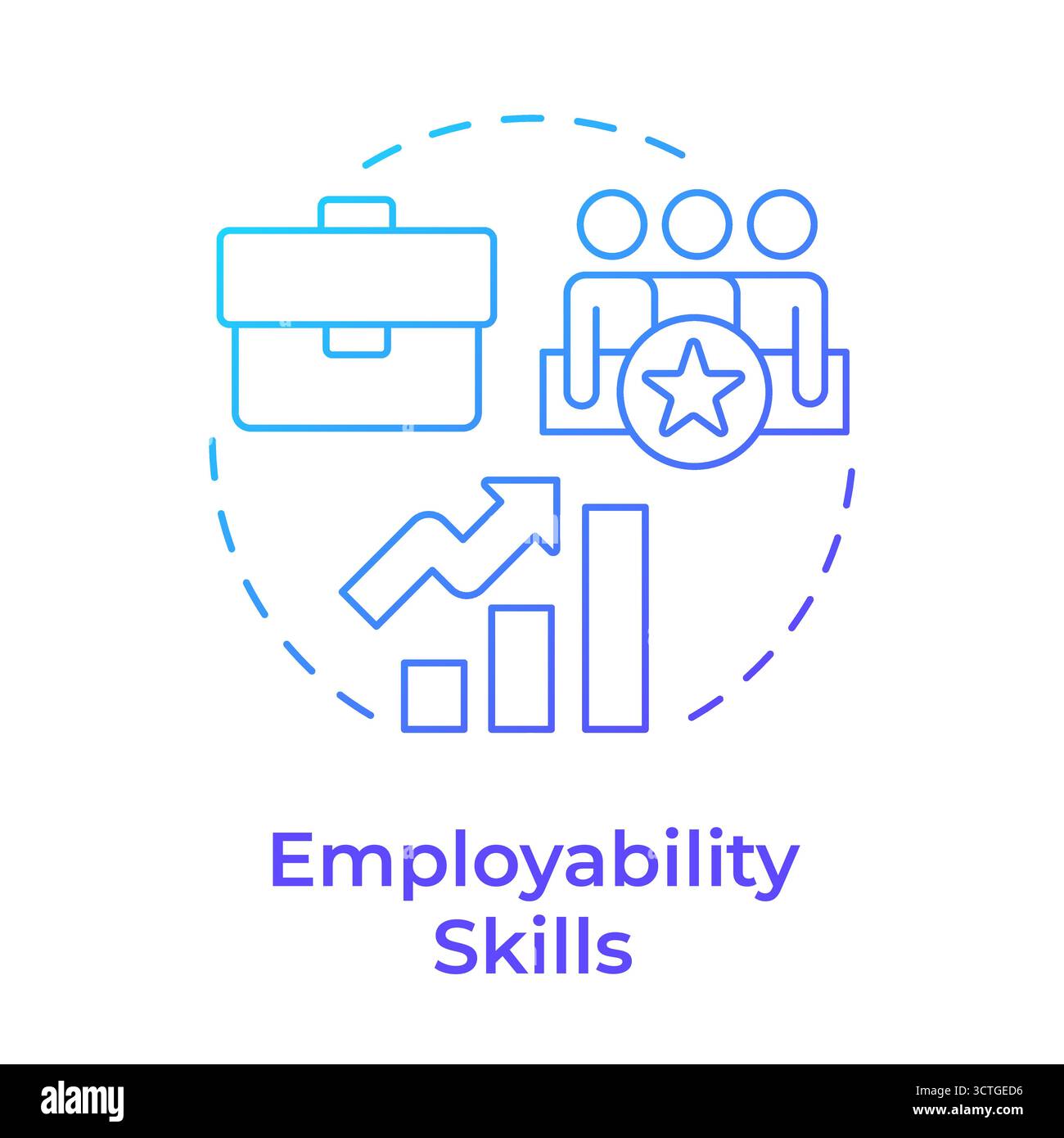 Employability skills blue gradient concept icon Stock Vector
