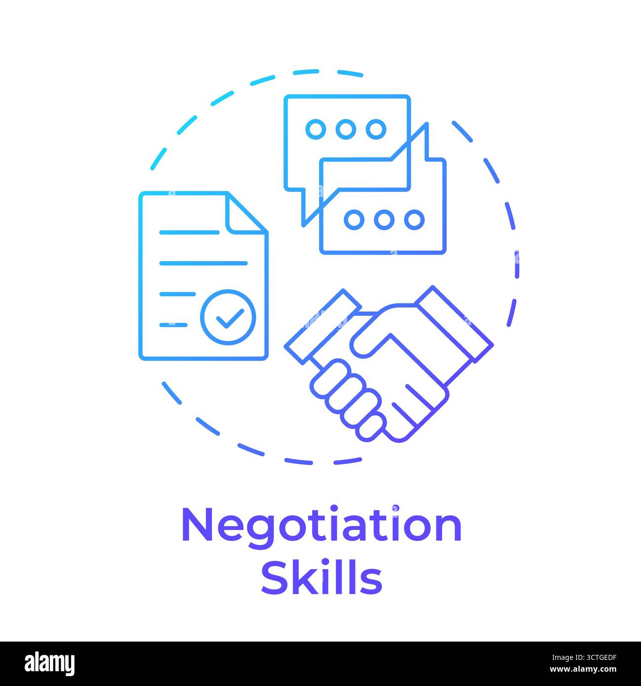 Negotiation skills blue gradient concept icon Stock Vector