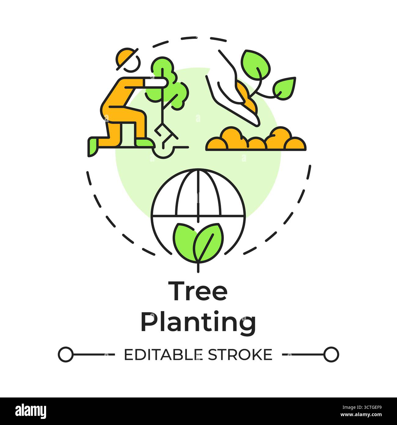 Tree planting multi color concept icon Stock Vector