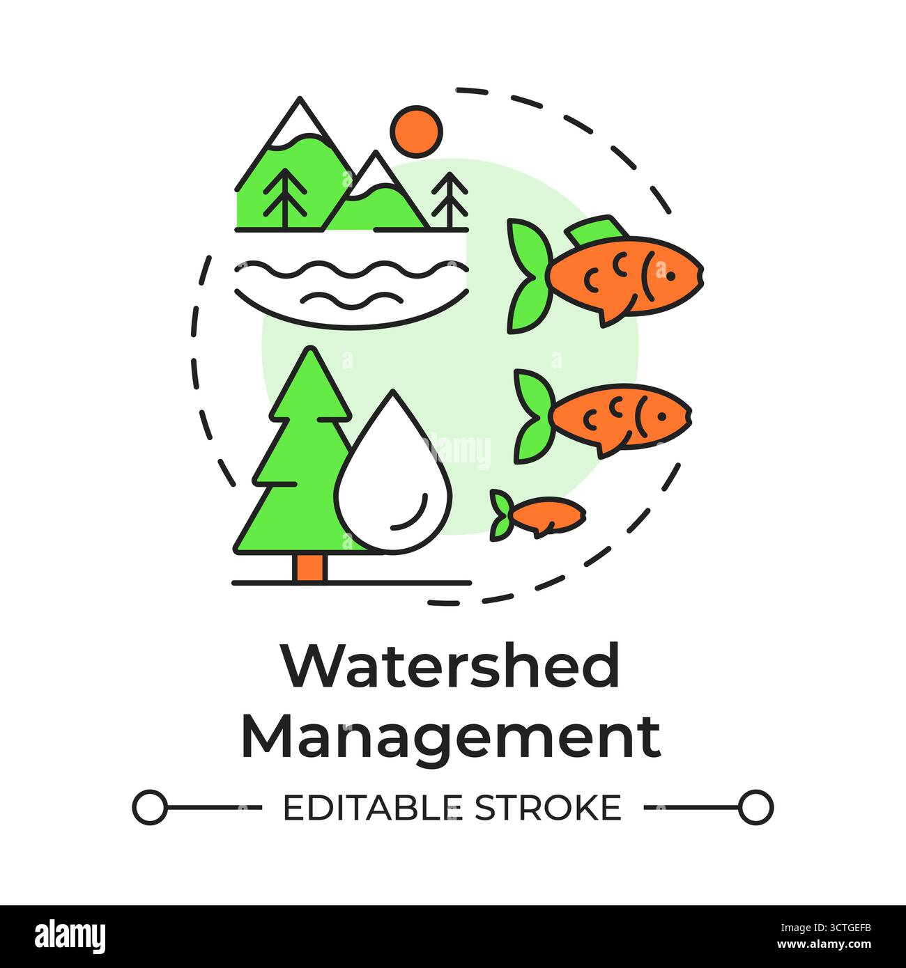 Watershed management multi color concept icon Stock Vector