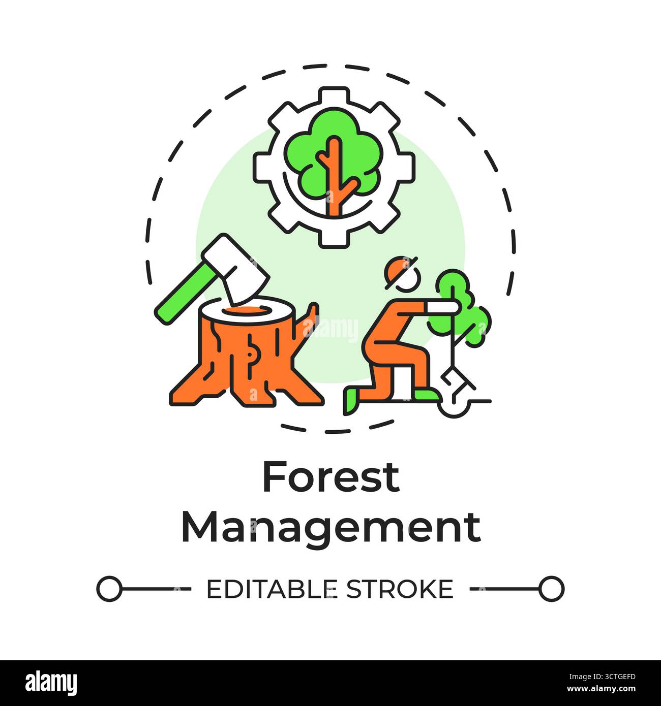 Forest management multi color concept icon Stock Vector