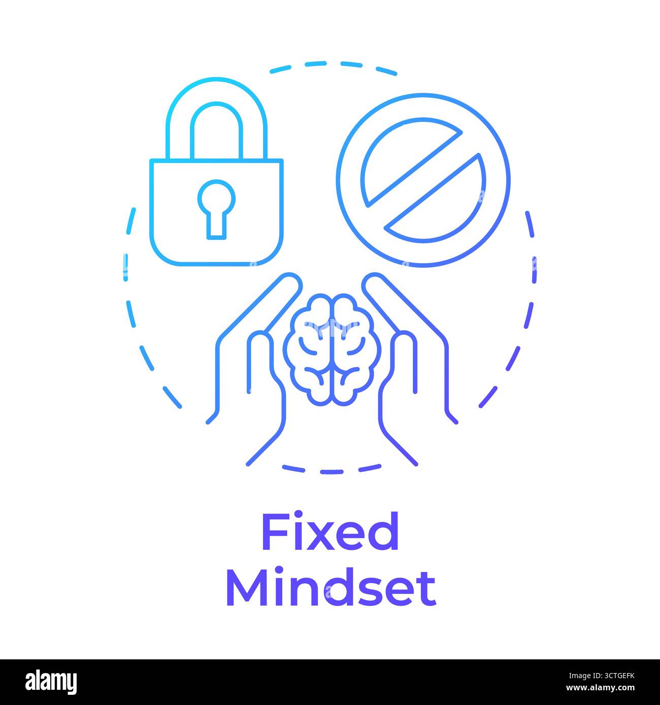 Fixed mindset blue gradient concept icon Stock Vector