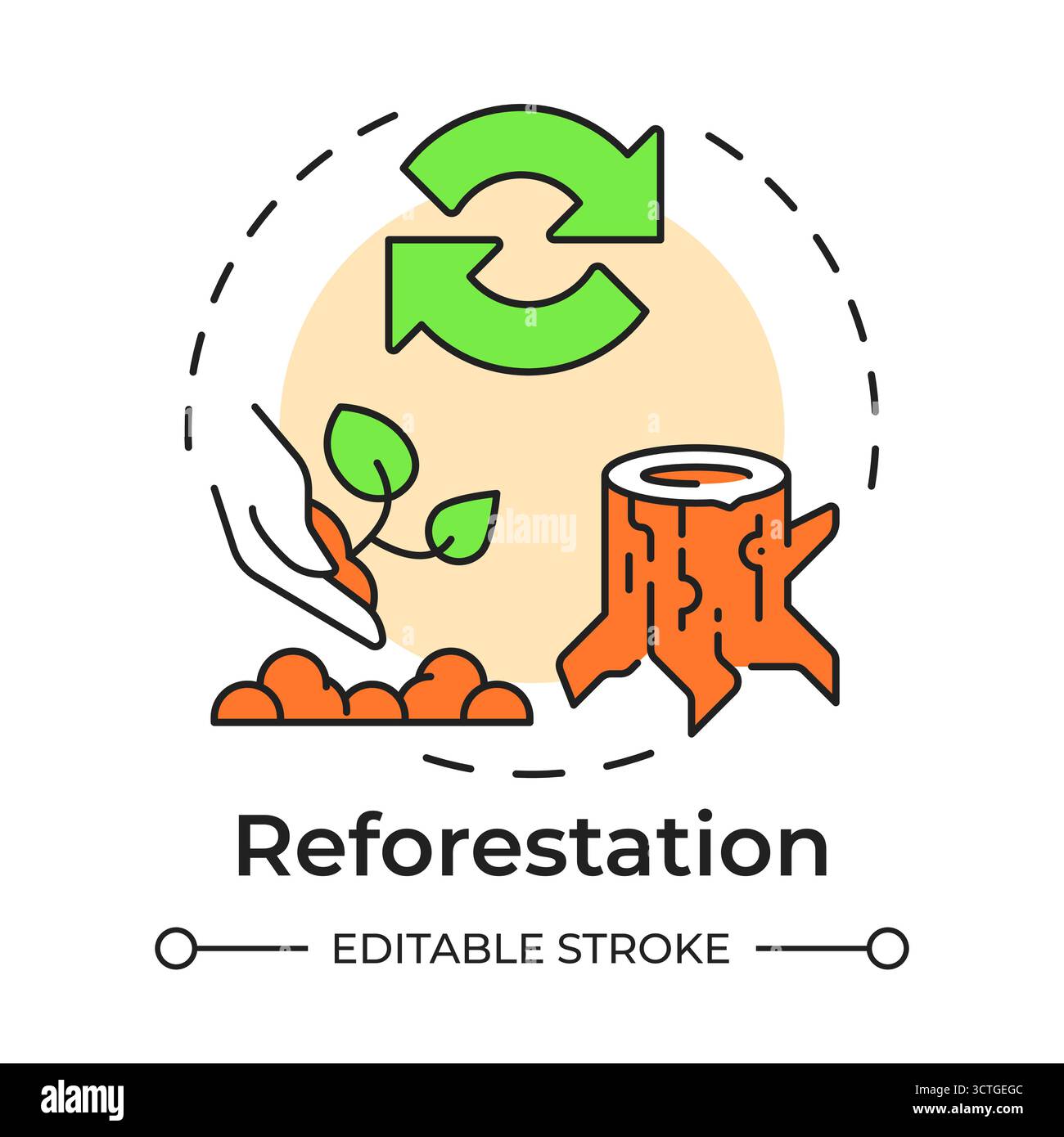 Reforestation multi color concept icon Stock Vector